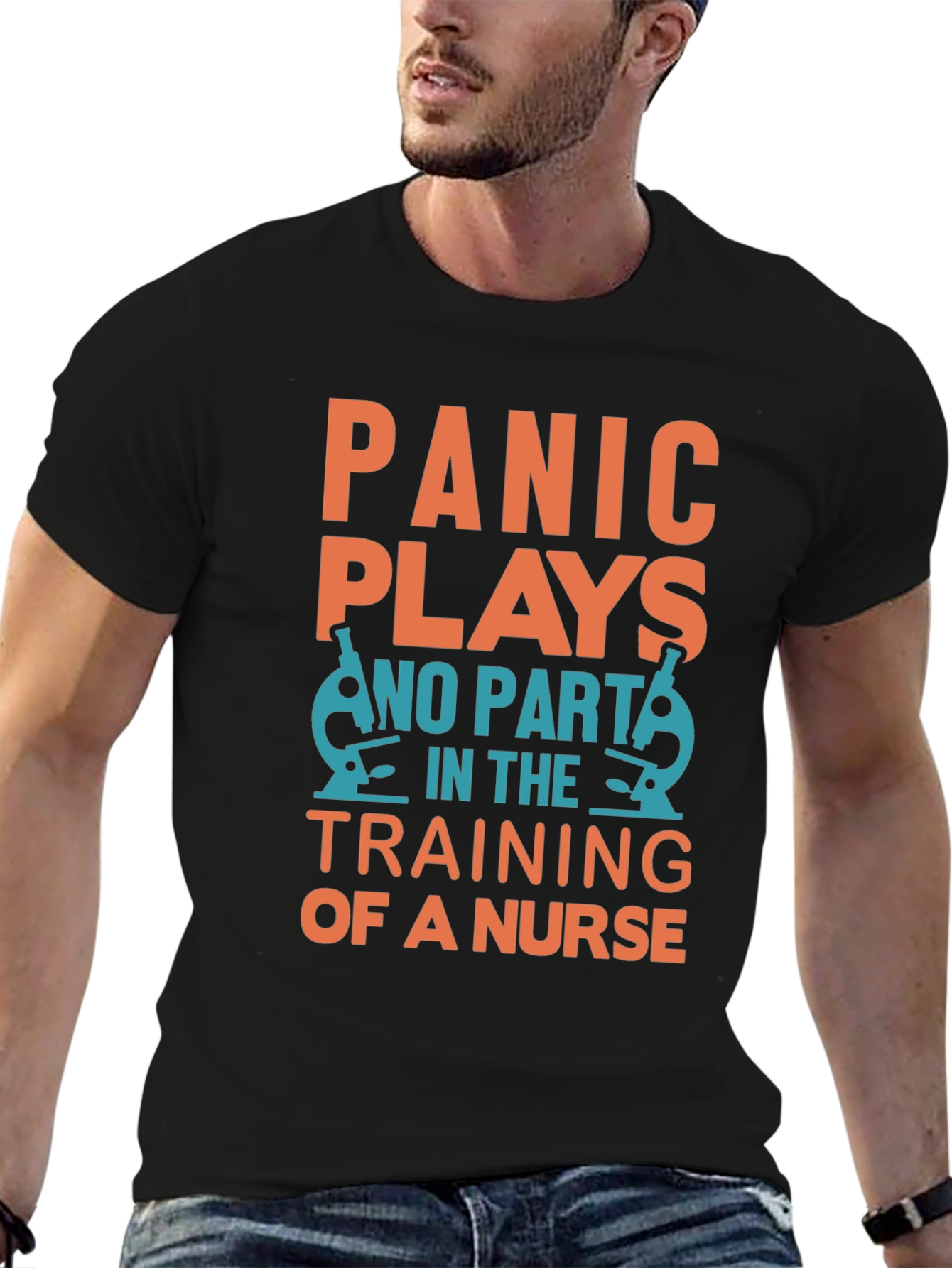 Camiseta Negra Panic Plays No Part in Nurse Training