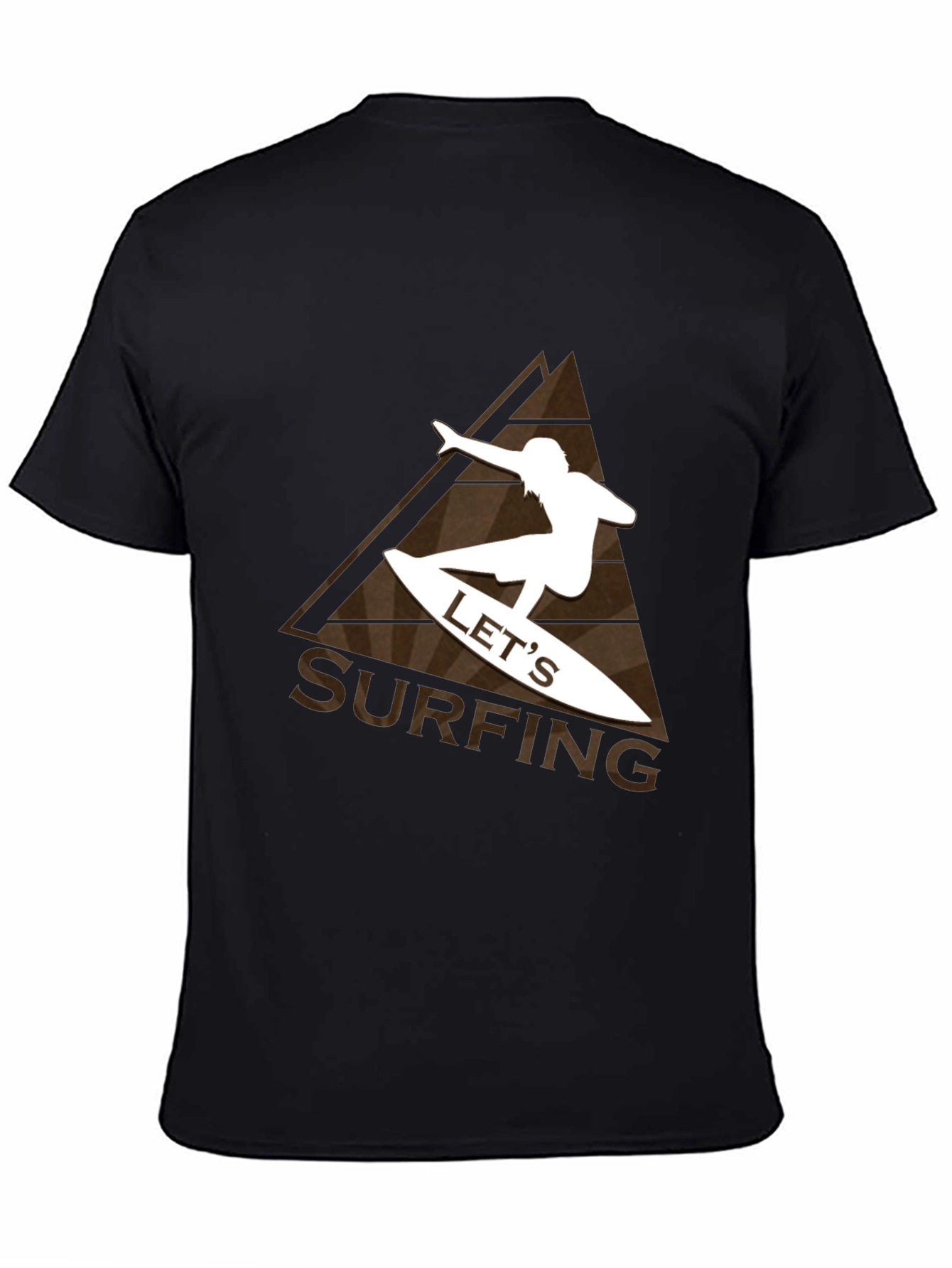 Camiseta Negra con Diseño de Surf para Hombre