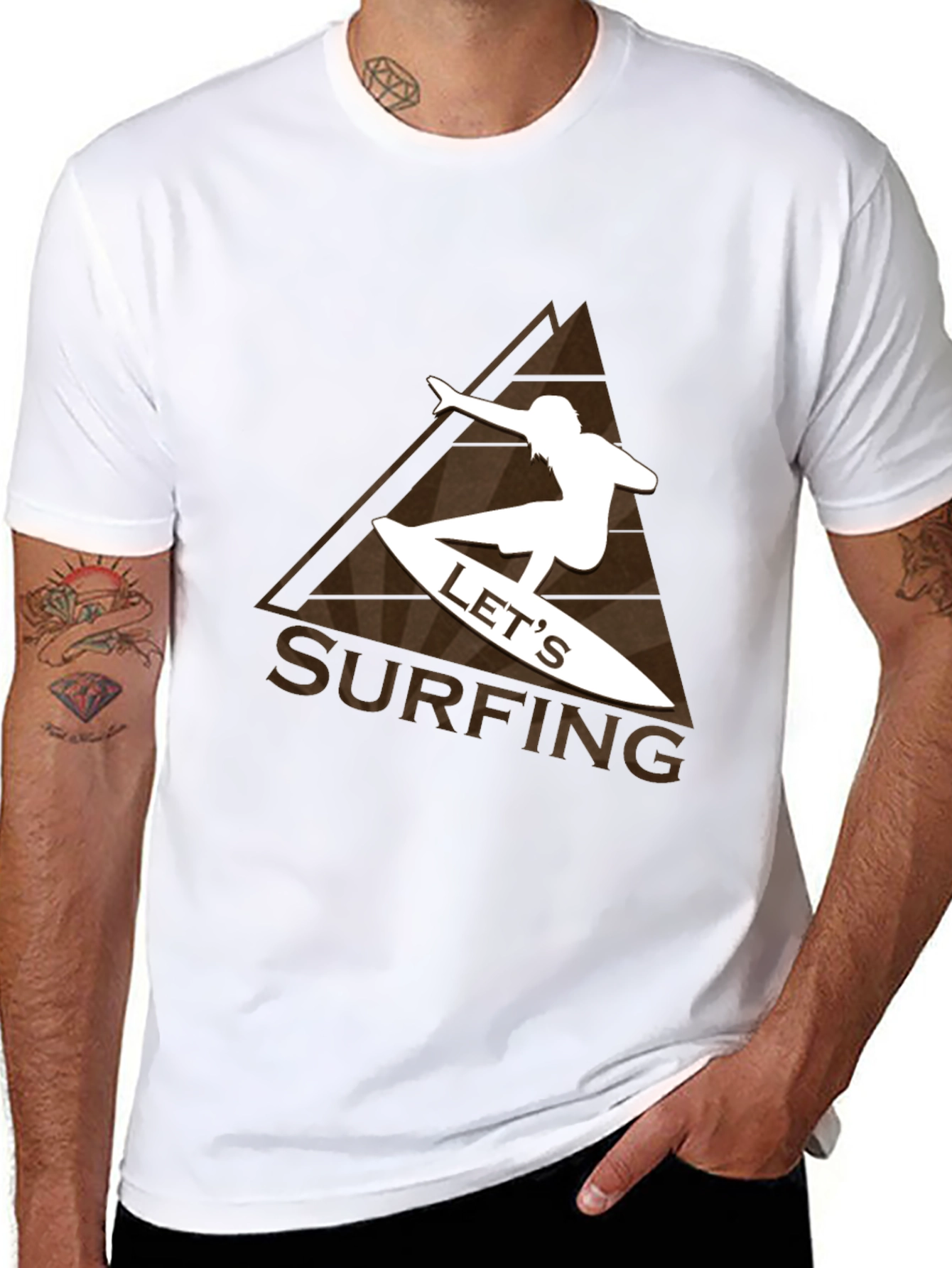 Camiseta Negra con Diseño de Surf para Hombre