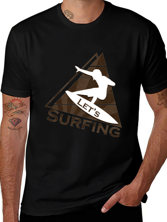 Camiseta Negra con Diseño de Surf para Hombre