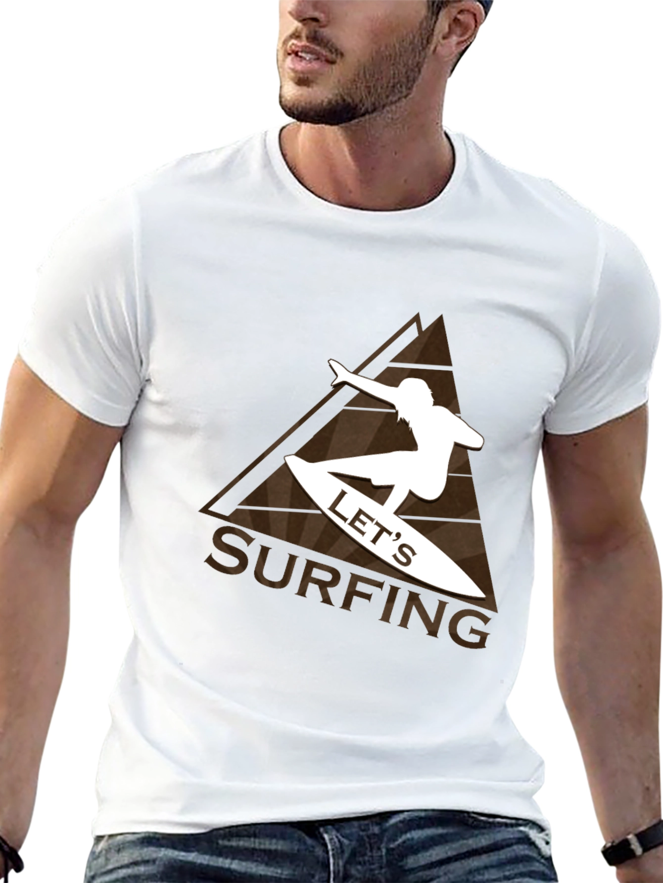Camiseta Negra con Diseño de Surf para Hombre