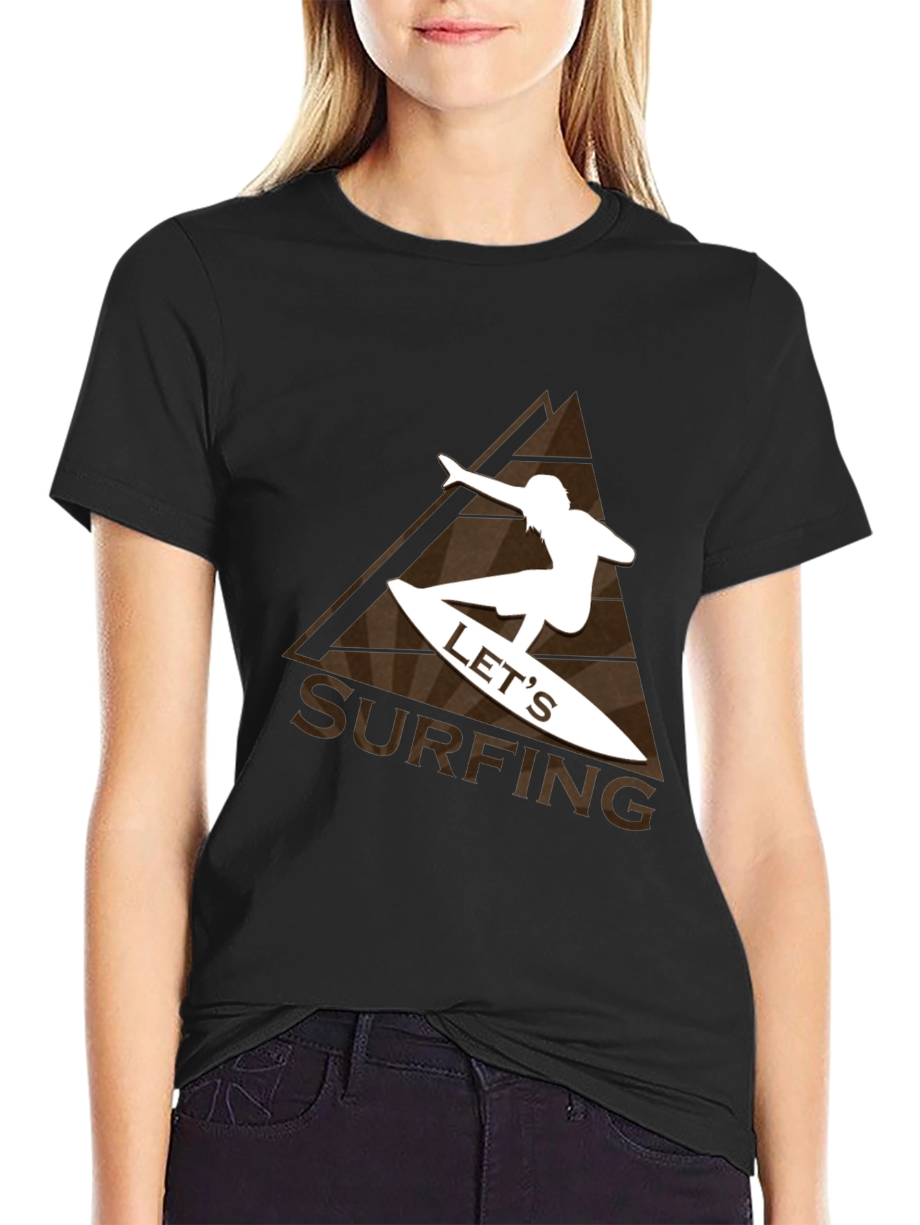 Camiseta Negra con Diseño de Surf para Hombre