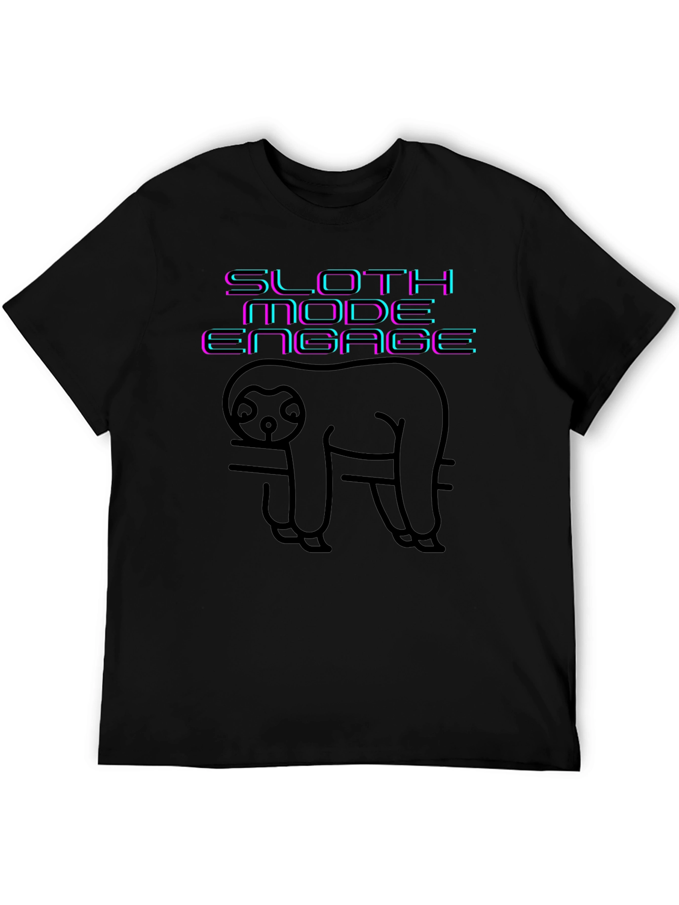 Camiseta Negra Sloth Mode Engage - Relax Total