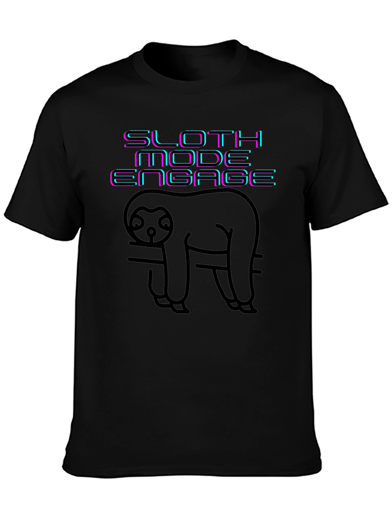 Camiseta Negra Sloth Mode Engage - Relax Total