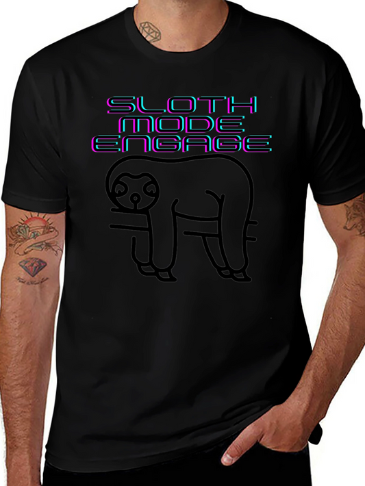 Camiseta Negra Sloth Mode Engage - Relax Total