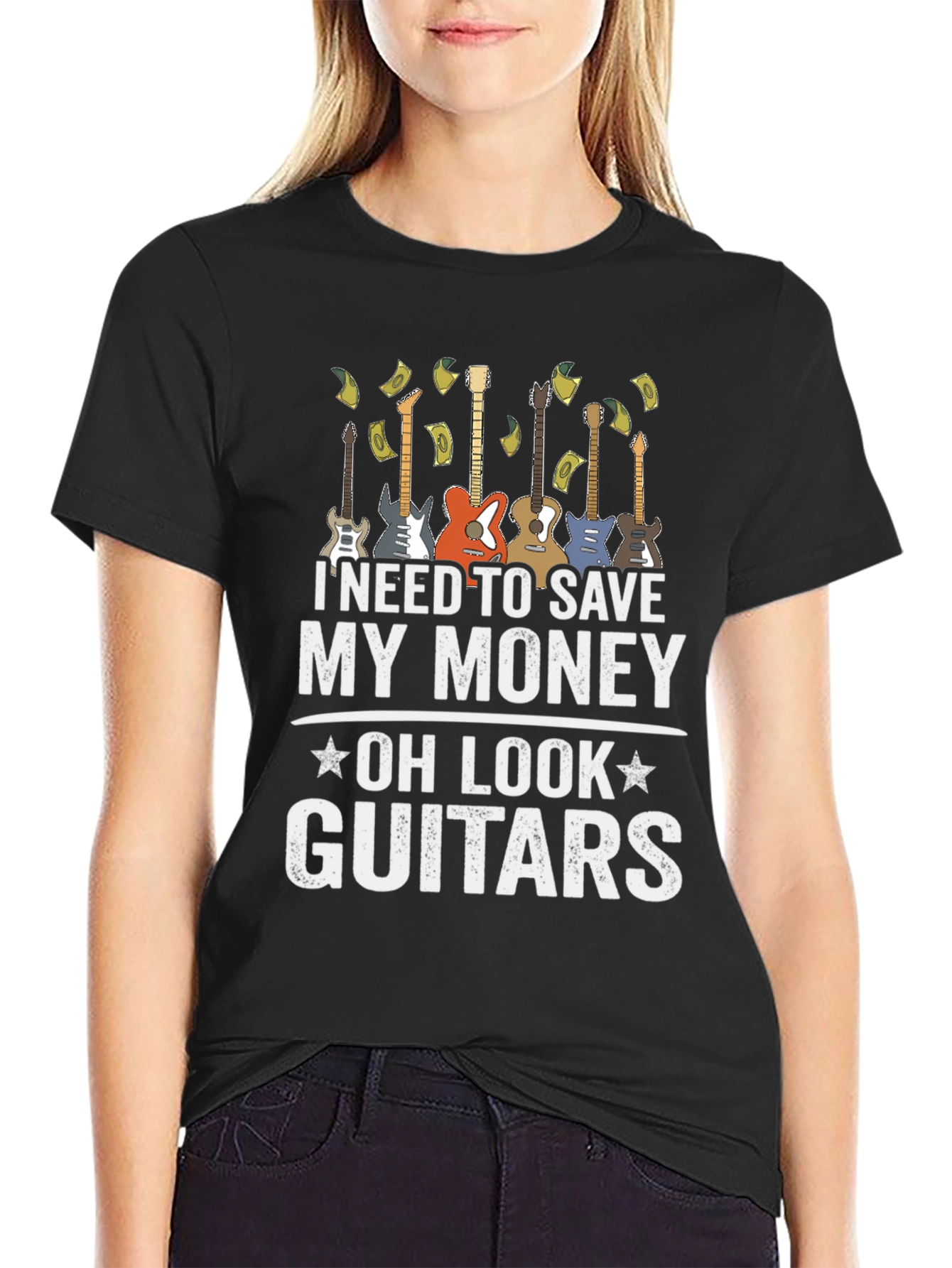 Camiseta Hombre Negra - Guitarras y Ahorro