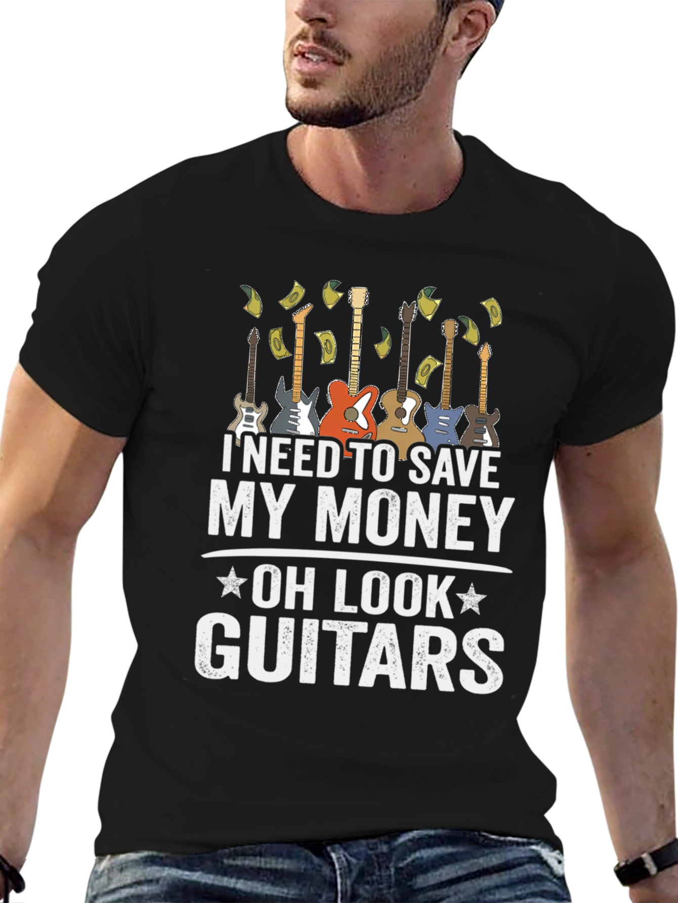 Camiseta Hombre Negra - Guitarras y Ahorro