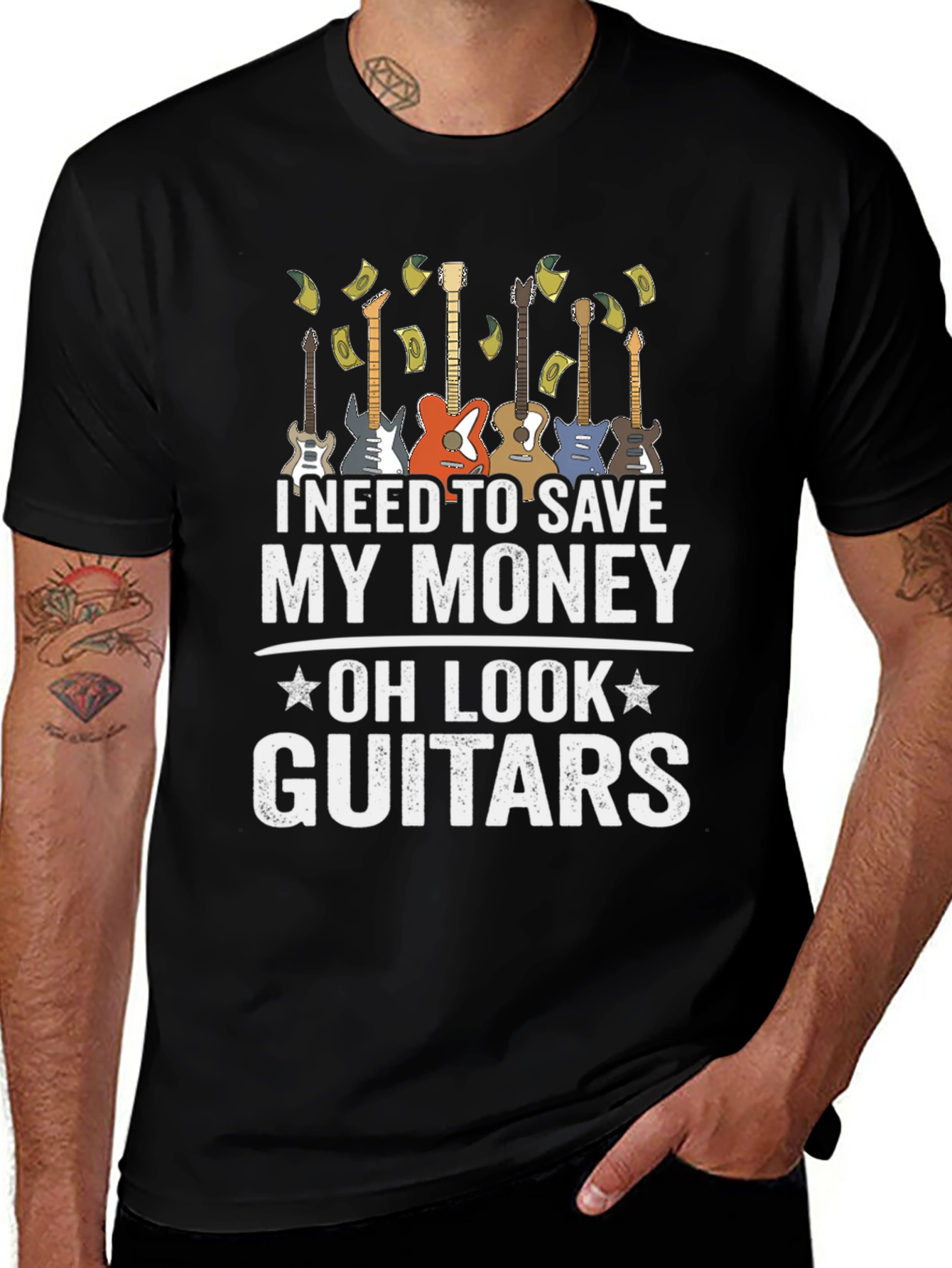 Camiseta Hombre Negra - Guitarras y Ahorro