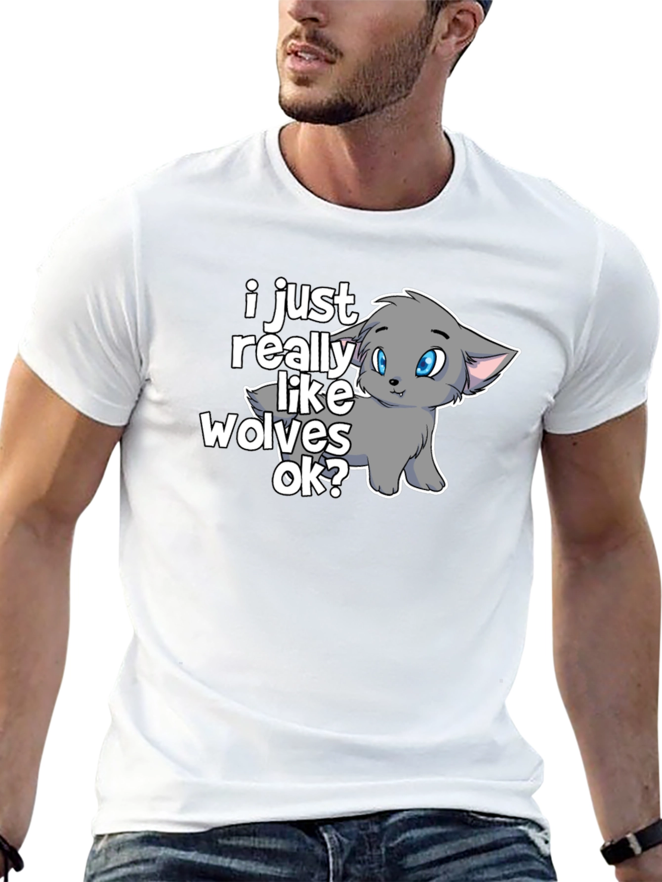 Camiseta Negra con Diseño de Lobo Anime