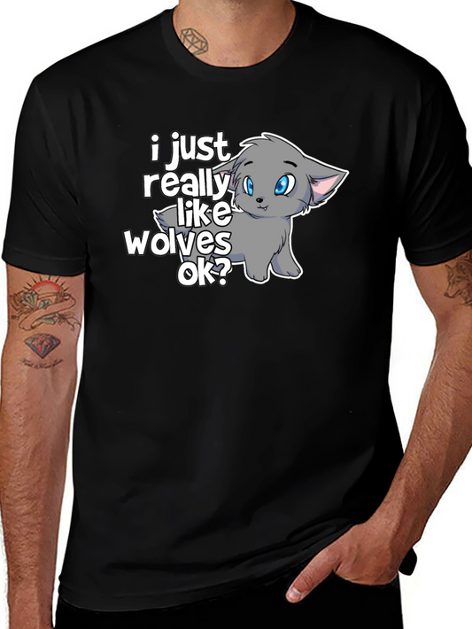 Camiseta Negra con Diseño de Lobo Anime