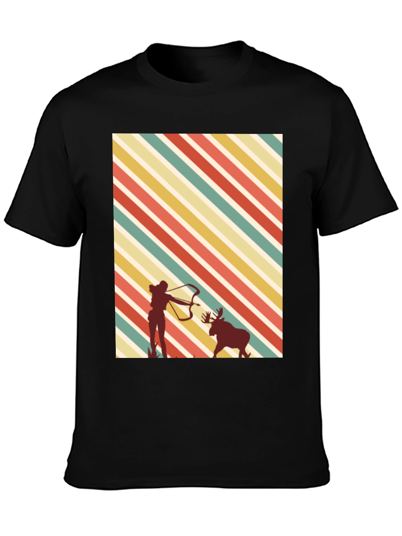 Camiseta Negra con Diseño de Caza Retro