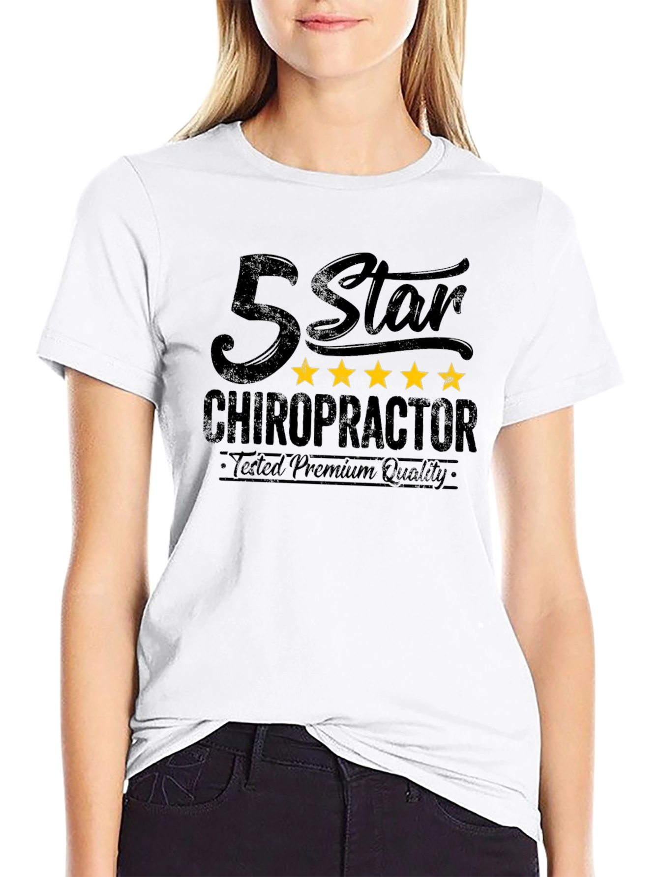 Camiseta Negra Quiropráctico 5 Estrellas