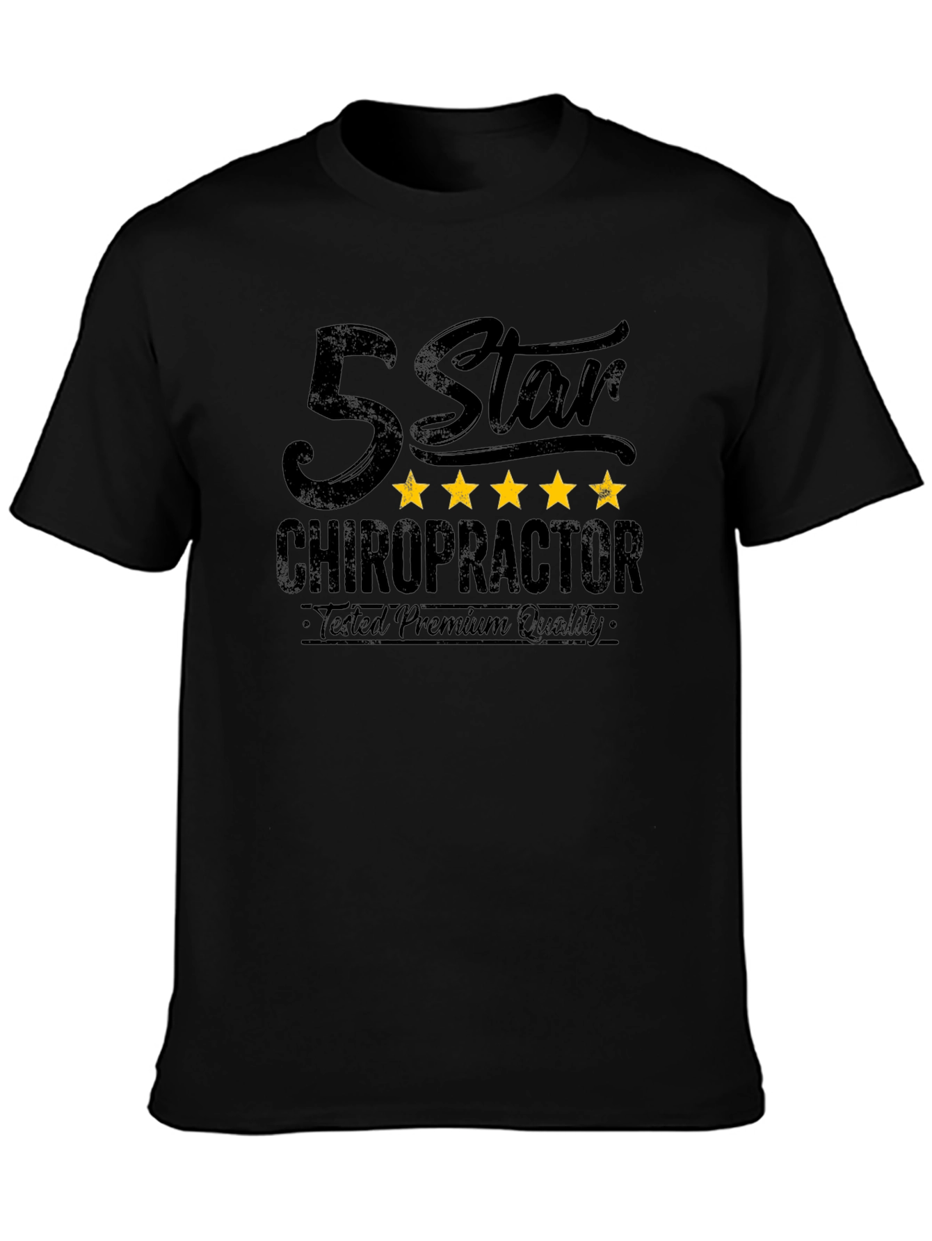 Camiseta Negra Quiropráctico 5 Estrellas