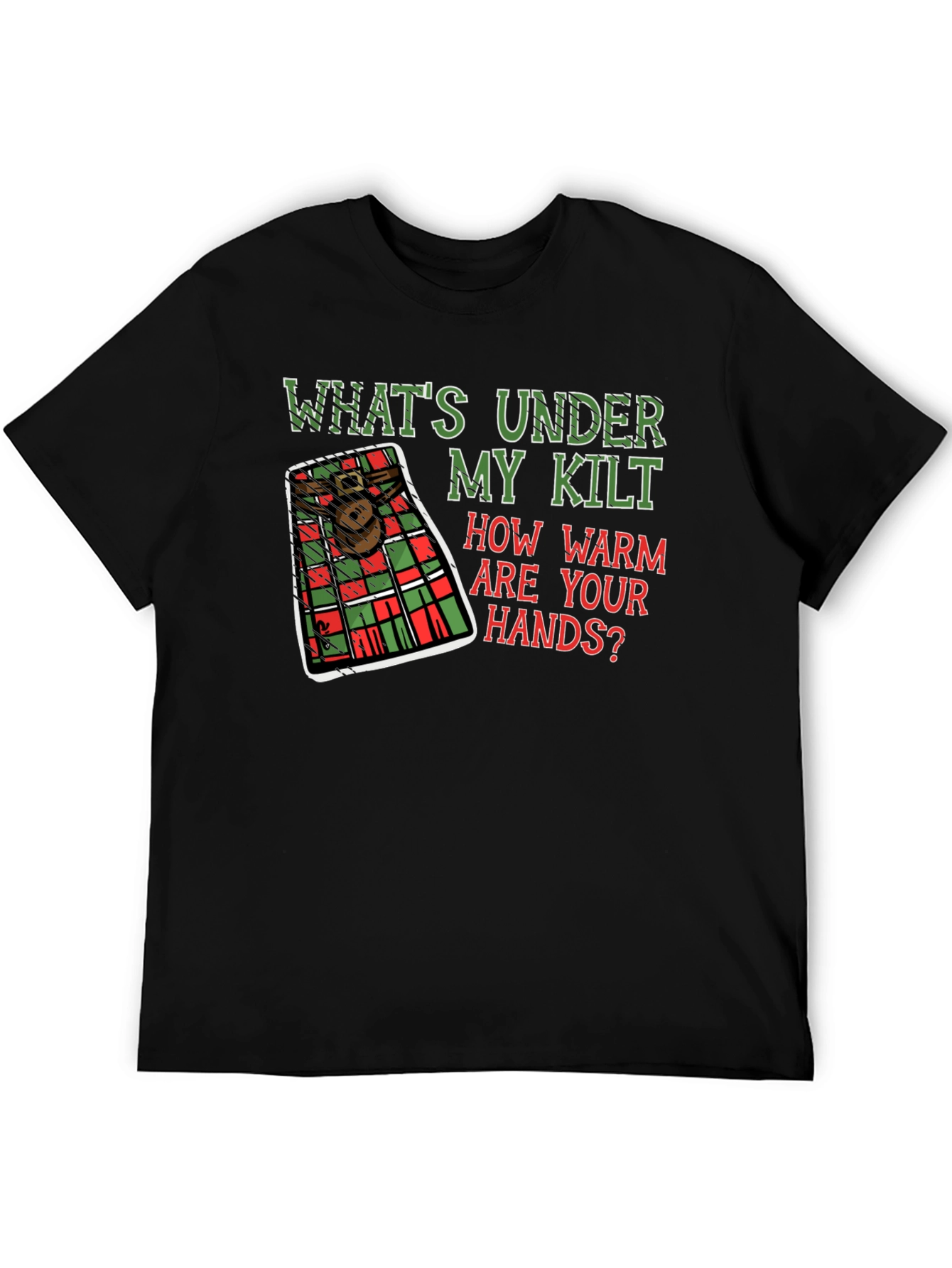 Camiseta Negra con Diseño Escocés Divertido
