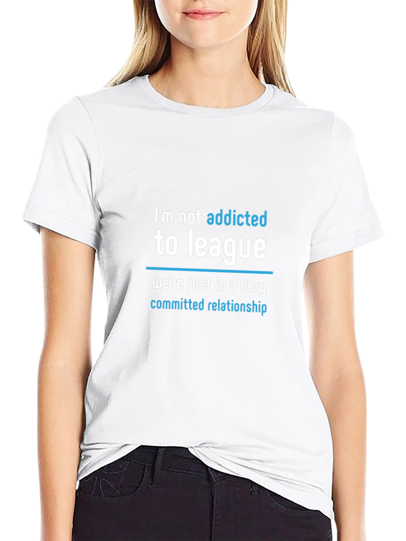 Camiseta Negra: Adicto a League - Relación Comprometida