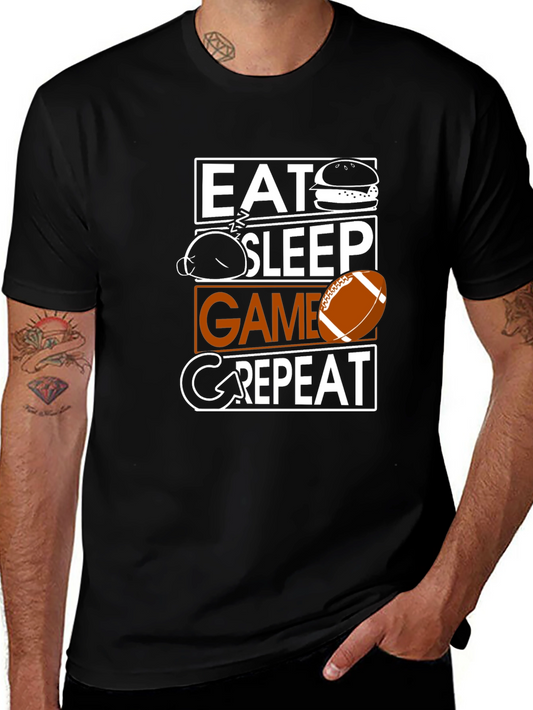 Camiseta Hombre Negra Eat Sleep Game Repeat