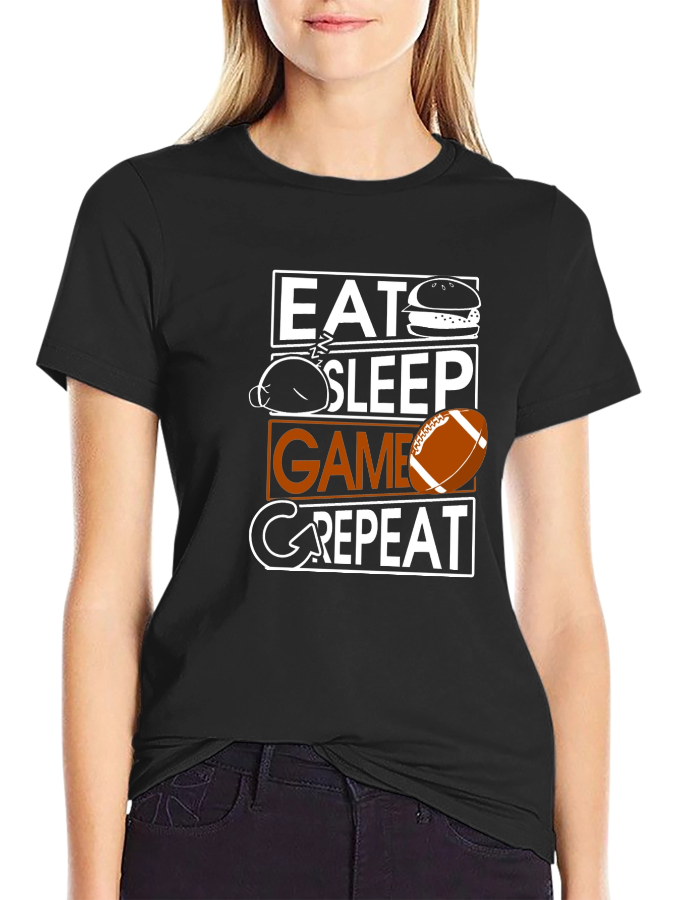 Camiseta Hombre Negra Eat Sleep Game Repeat
