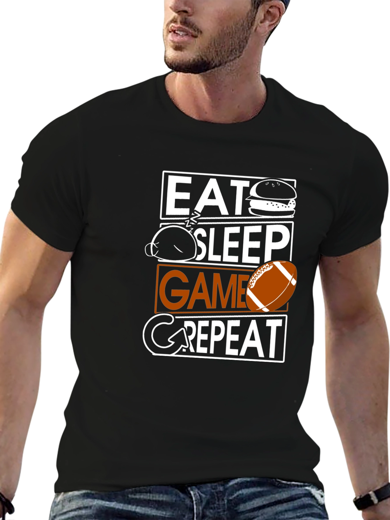 Camiseta Hombre Negra Eat Sleep Game Repeat