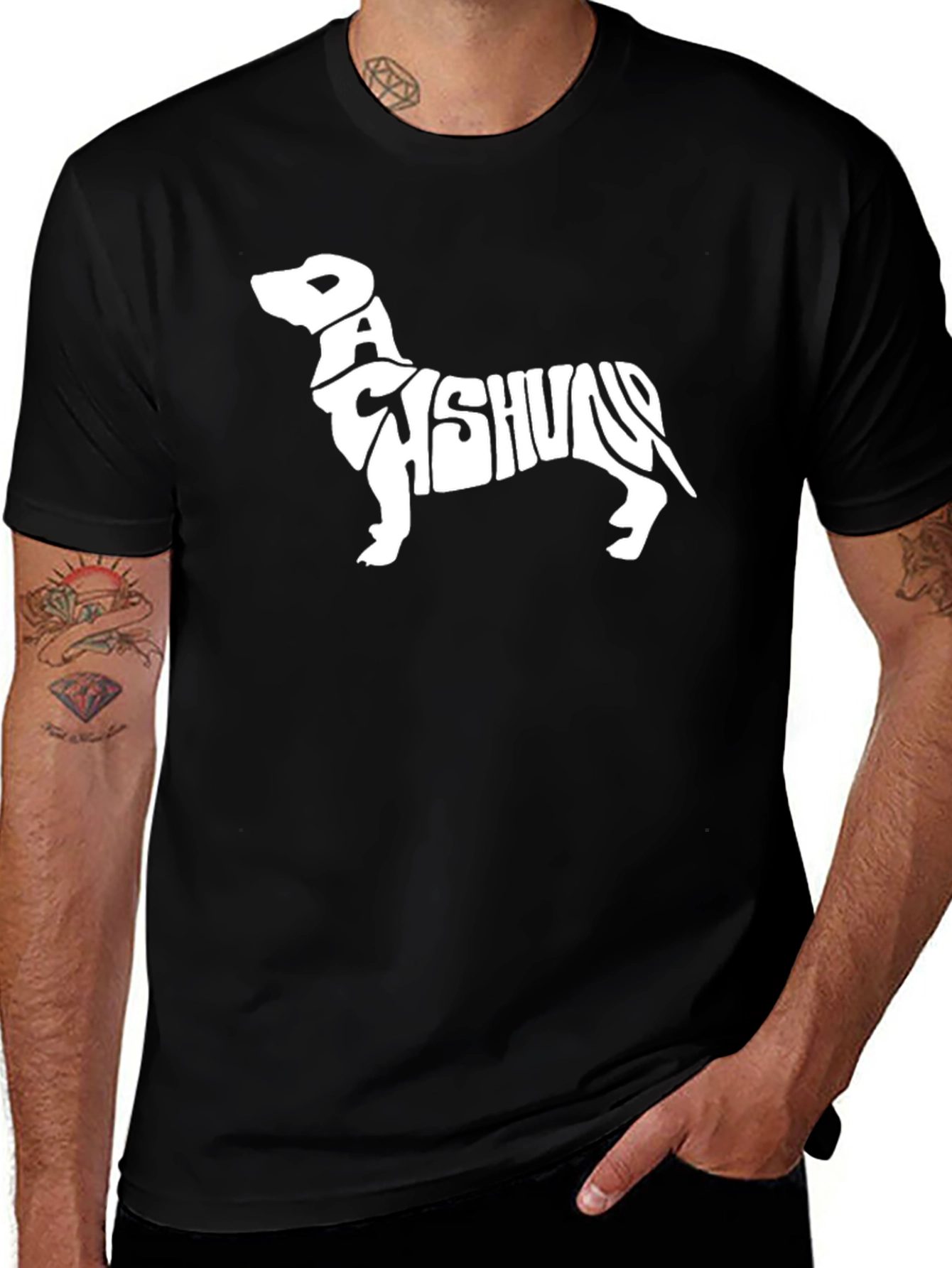 Camiseta Negra Dachshund - Diseño Único