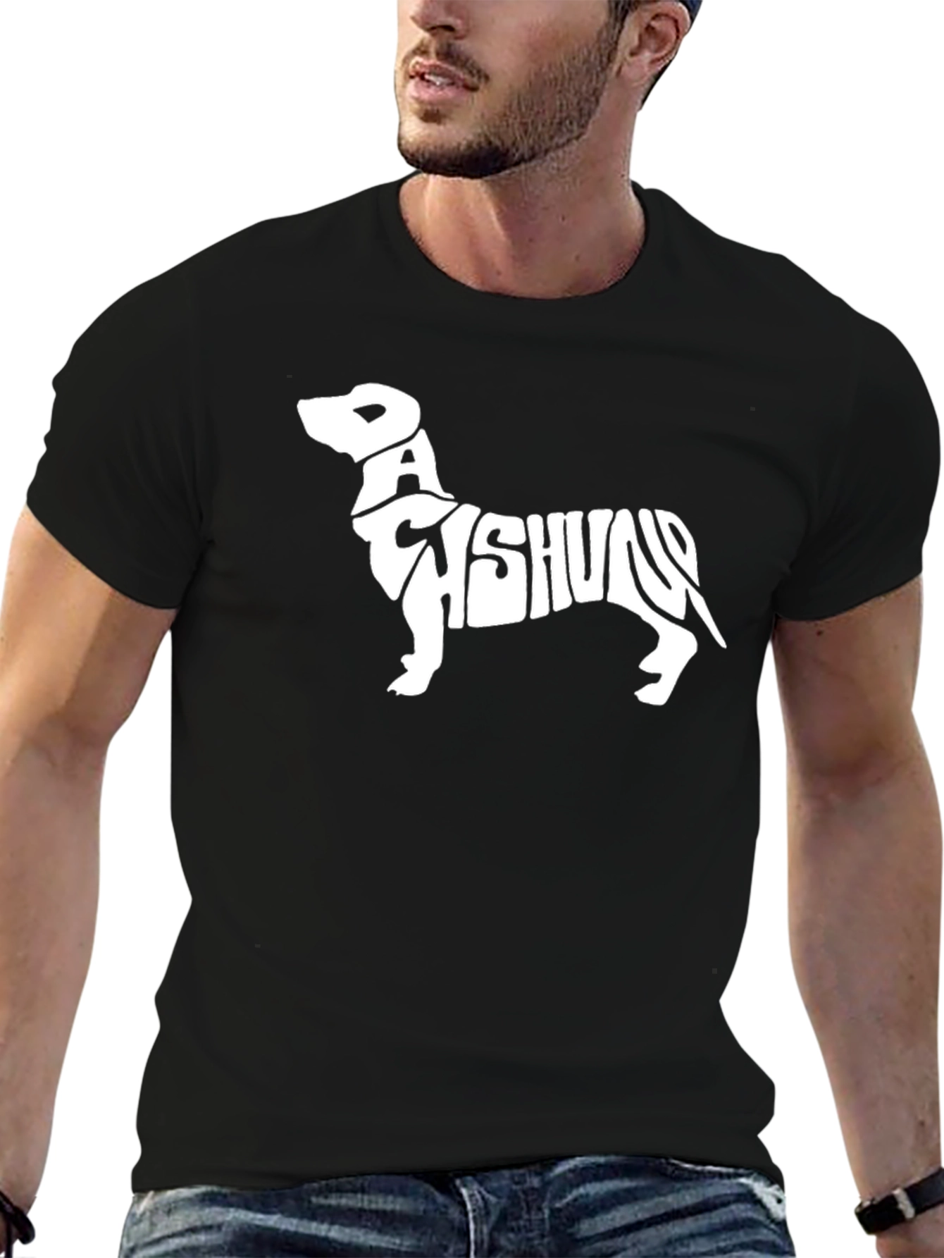 Camiseta Negra Dachshund - Diseño Único