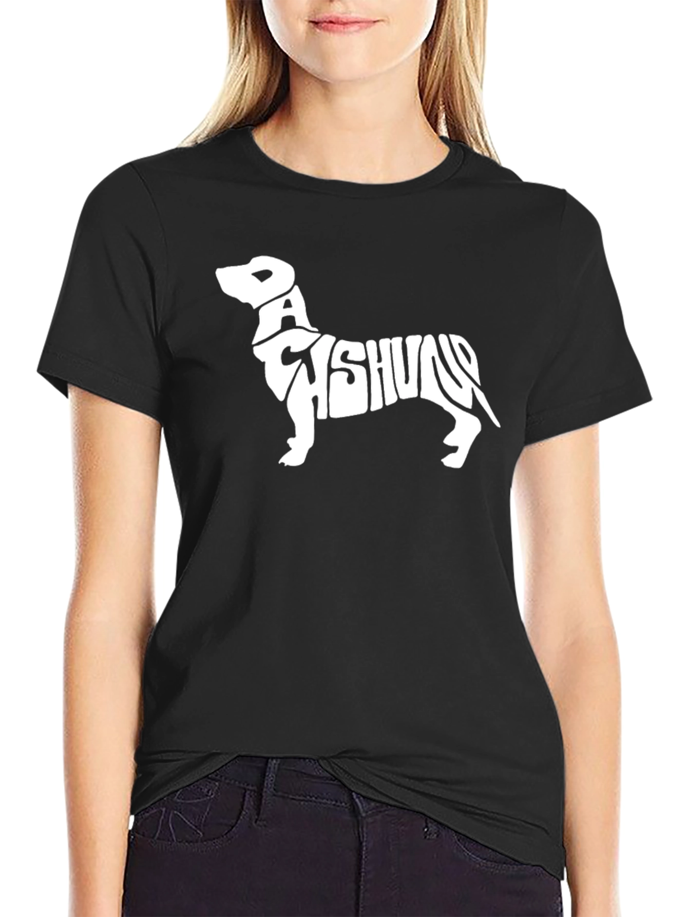 Camiseta Negra Dachshund - Diseño Único