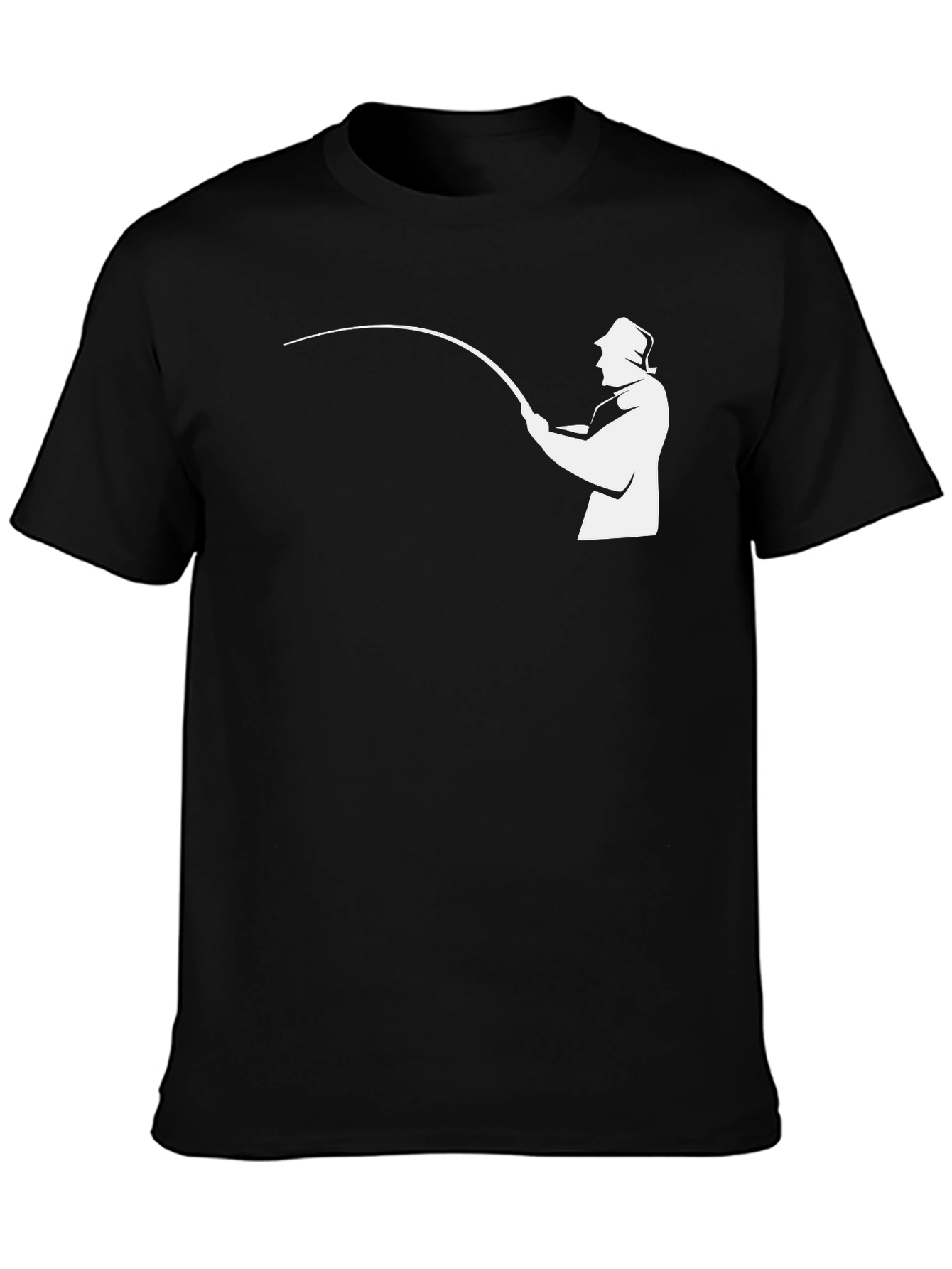 Camiseta Negra con Diseño de Pescador