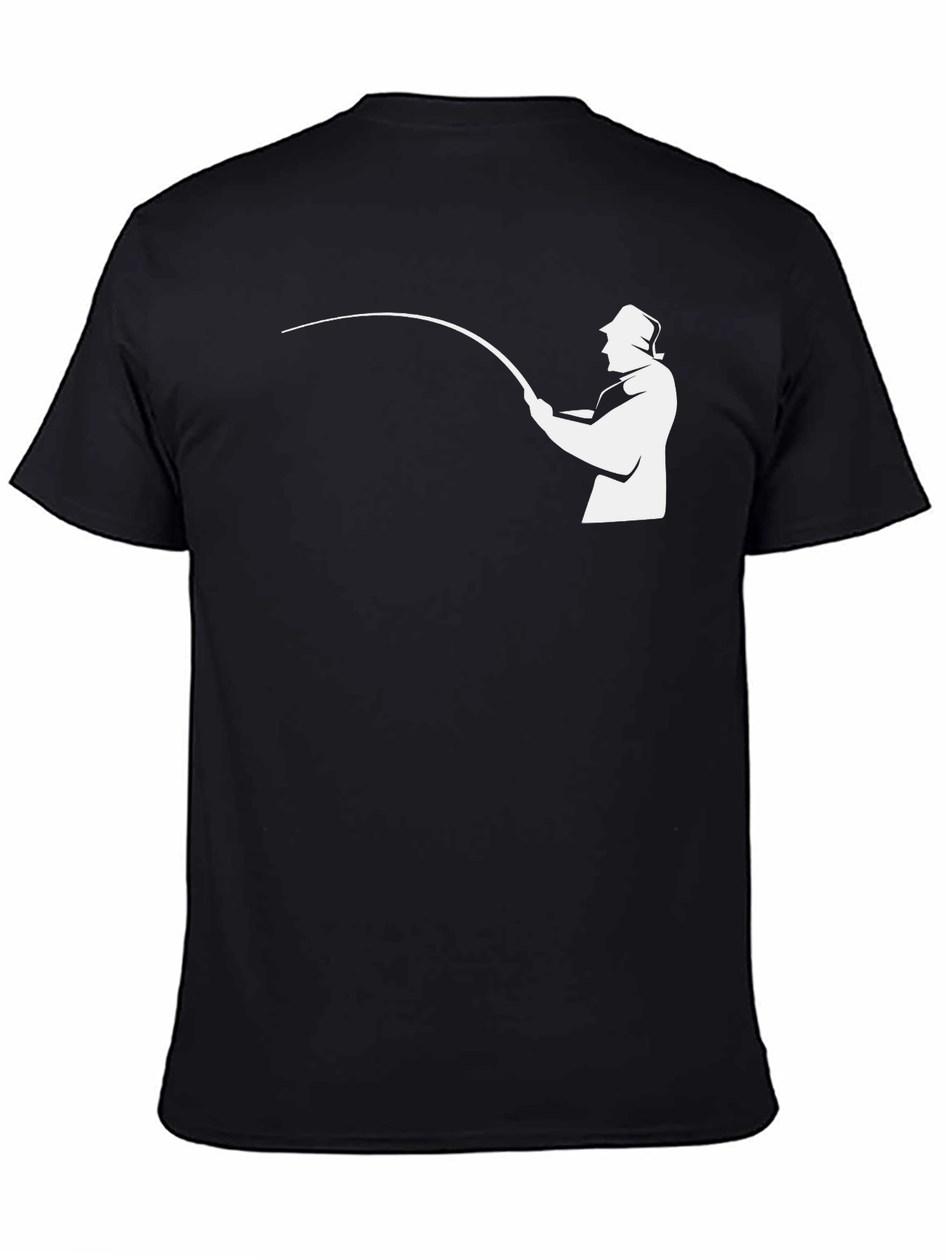 Camiseta Negra con Diseño de Pescador