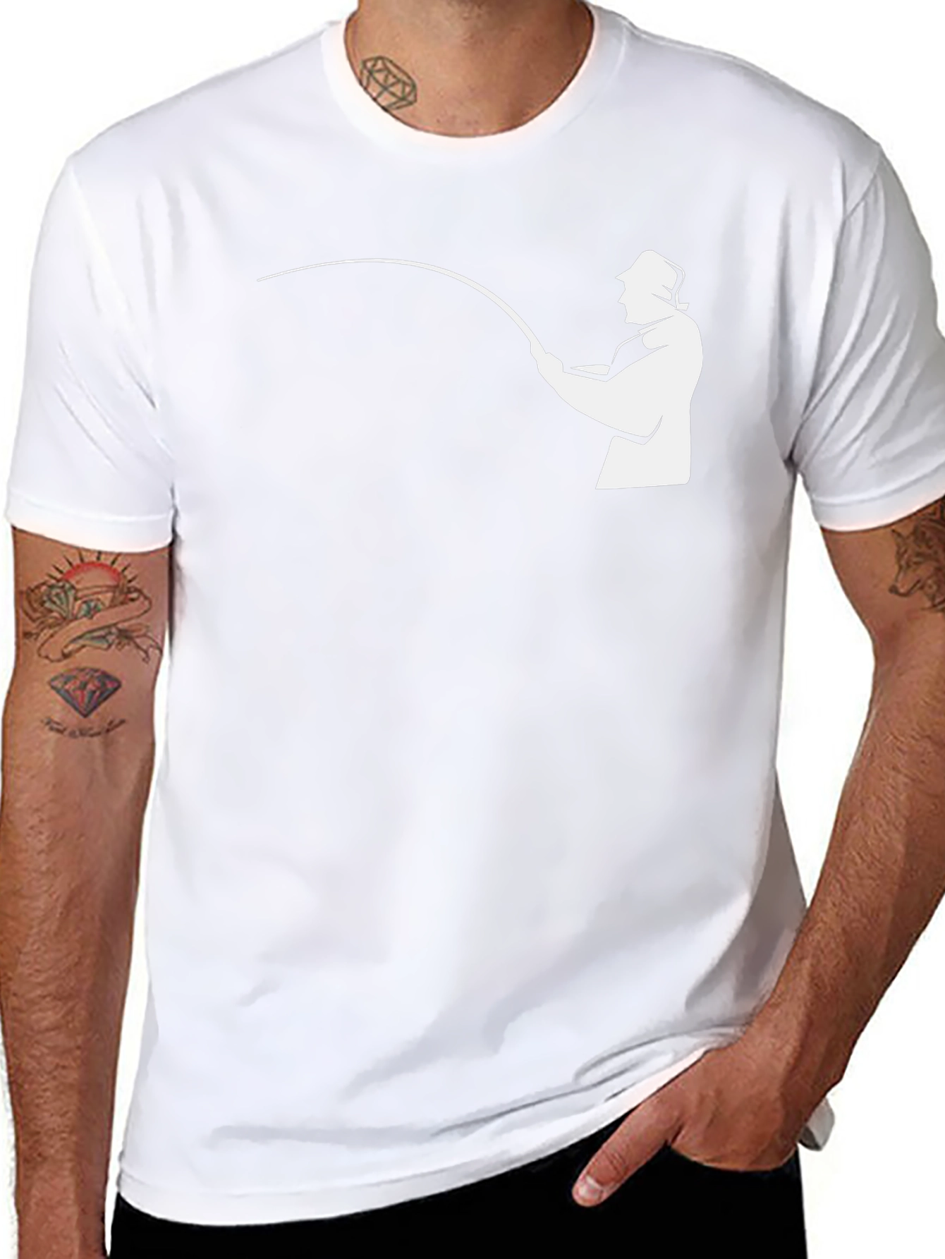 Camiseta Negra con Diseño de Pescador