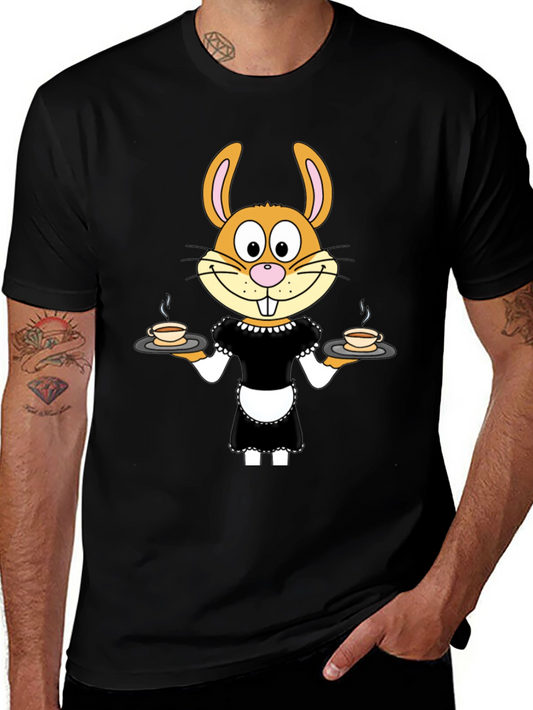 Camiseta Negra con Conejo Camarera
