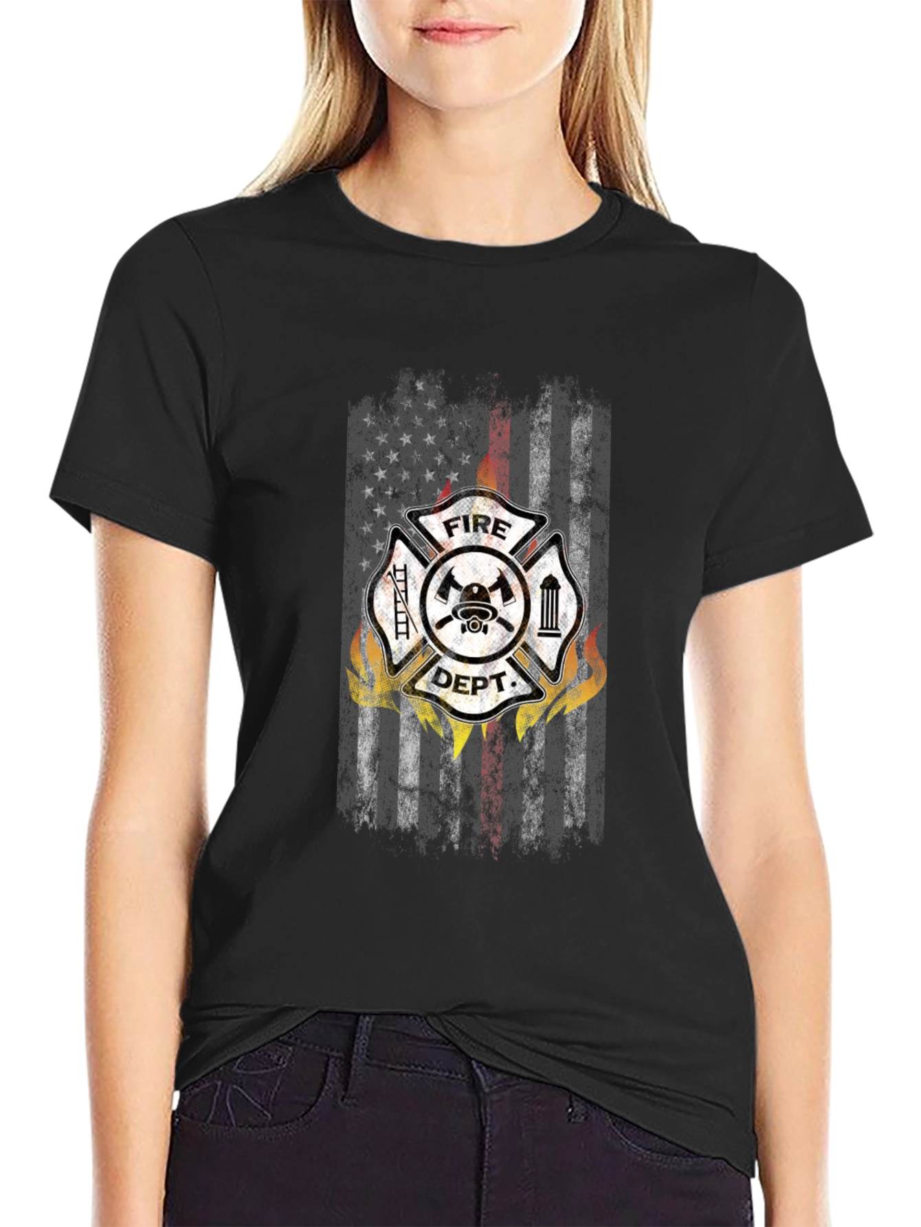 Camiseta Negra Bomberos USA