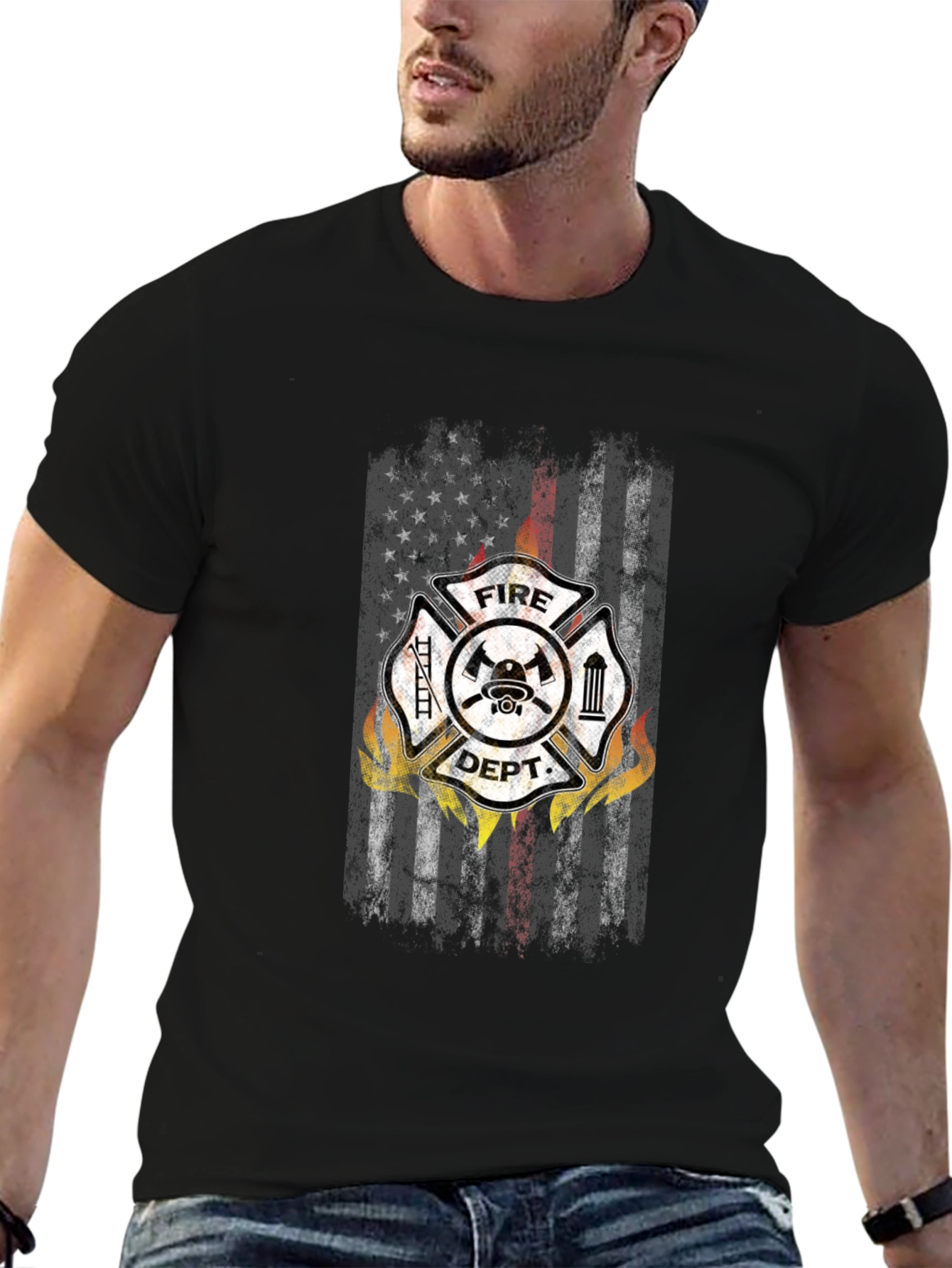 Camiseta Negra Bomberos USA