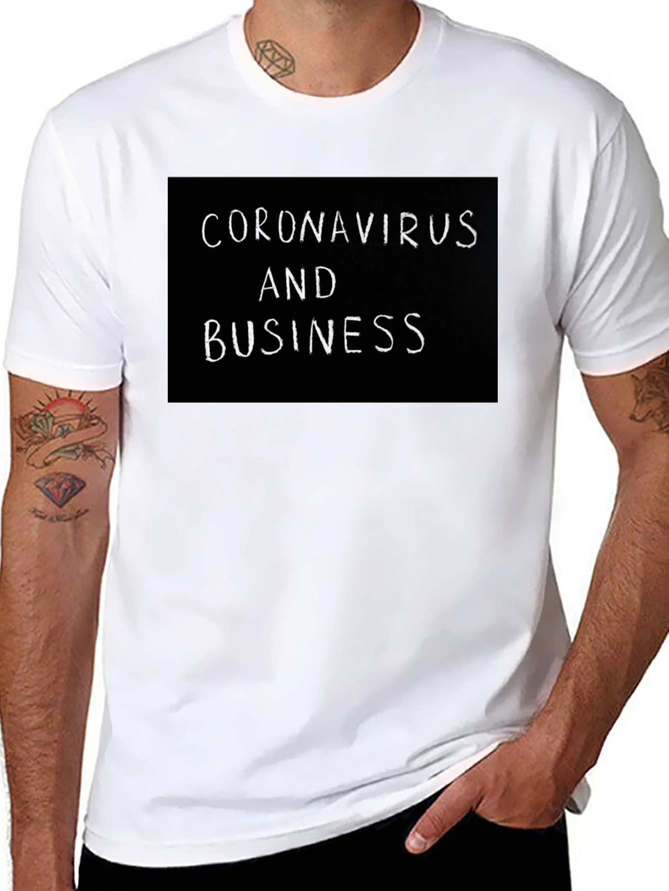 Camiseta Negra Coronavirus y Negocios