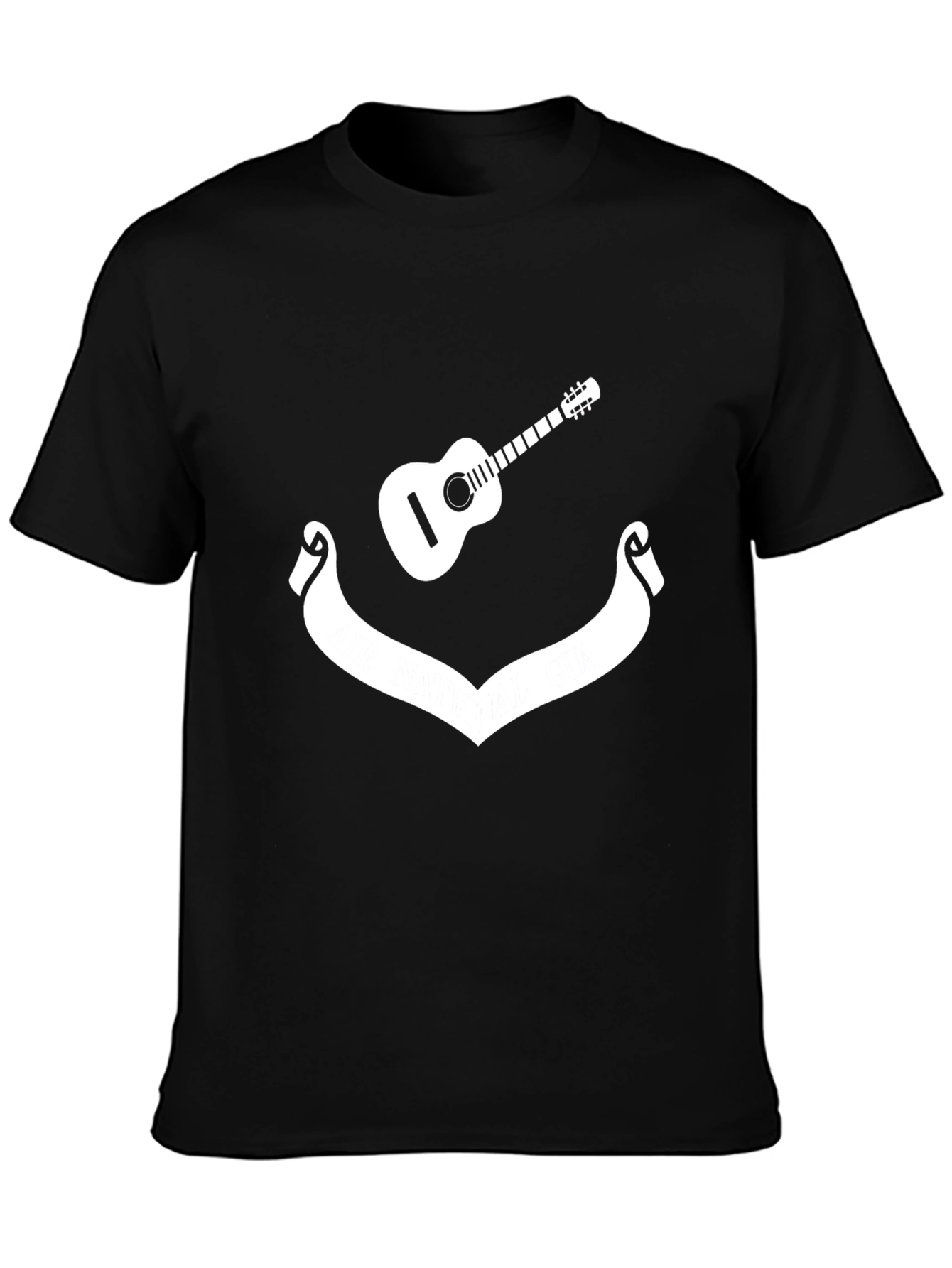Camiseta Negra con Diseño de Guitarra y Cinta