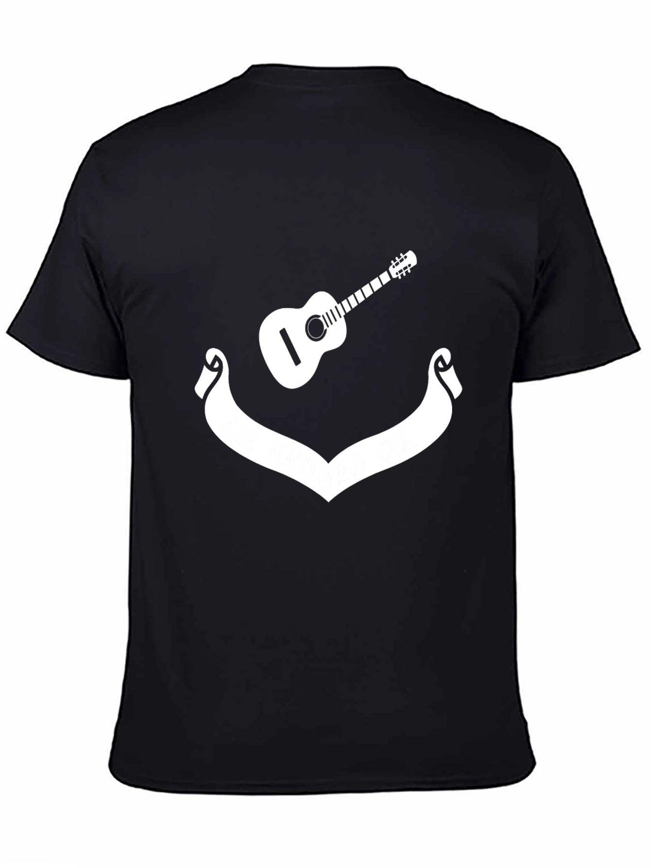 Camiseta Negra con Diseño de Guitarra y Cinta