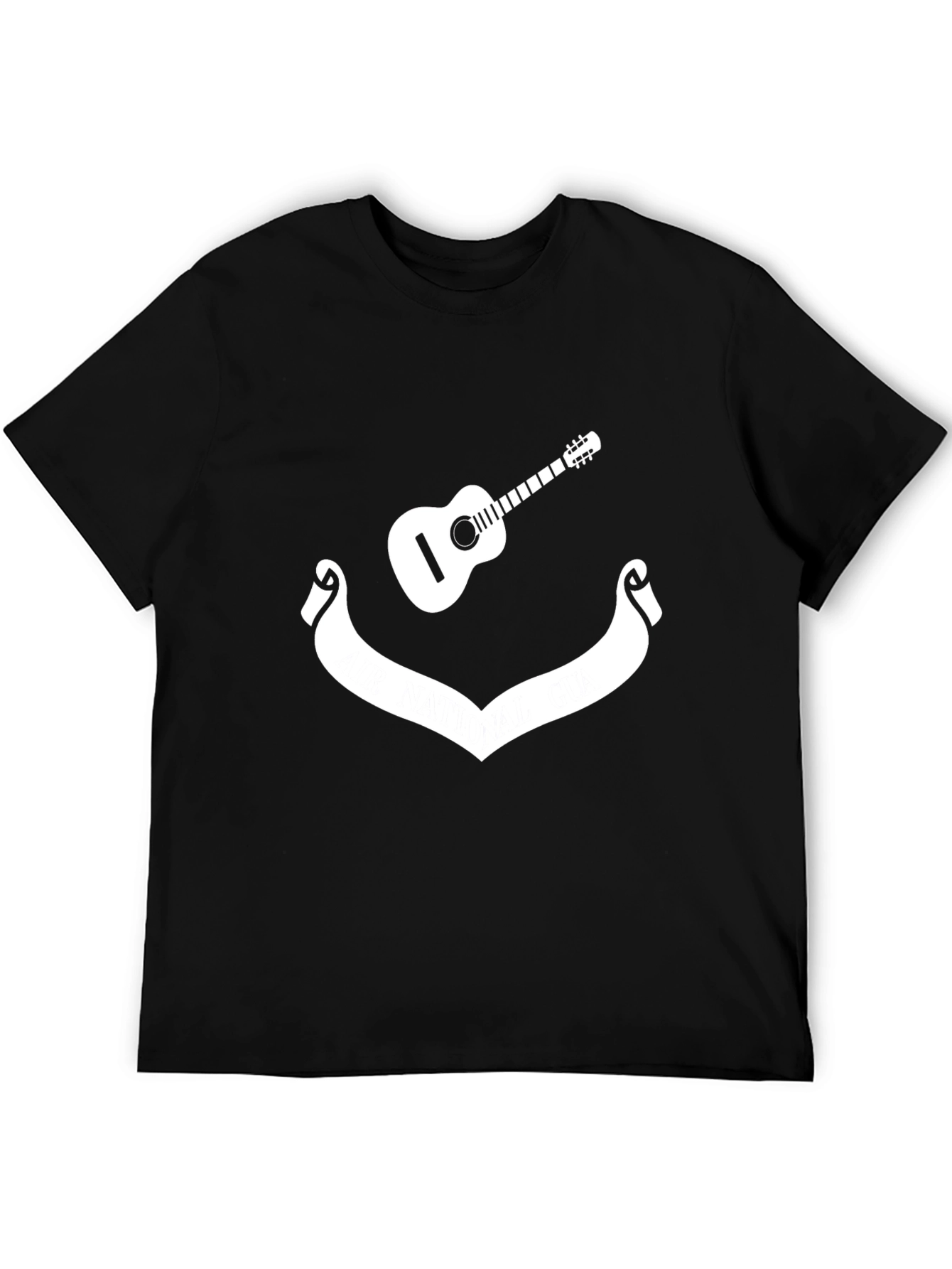 Camiseta Negra con Diseño de Guitarra y Cinta
