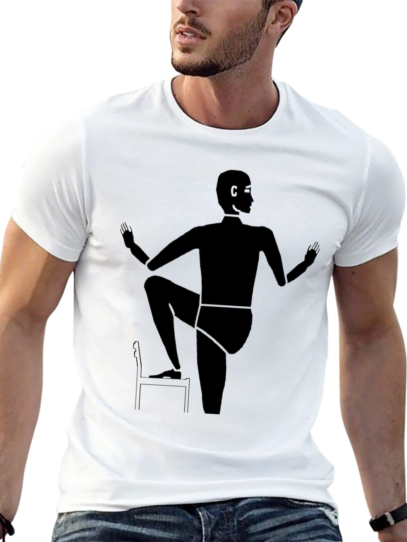 Camiseta Negra con Diseño Abstracto de Yoga