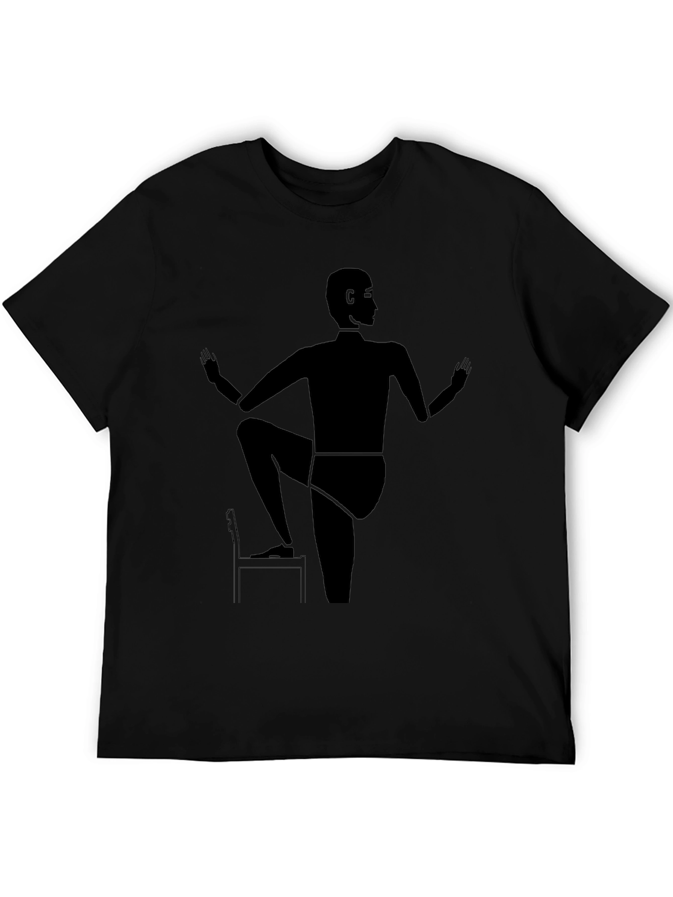 Camiseta Negra con Diseño Abstracto de Yoga