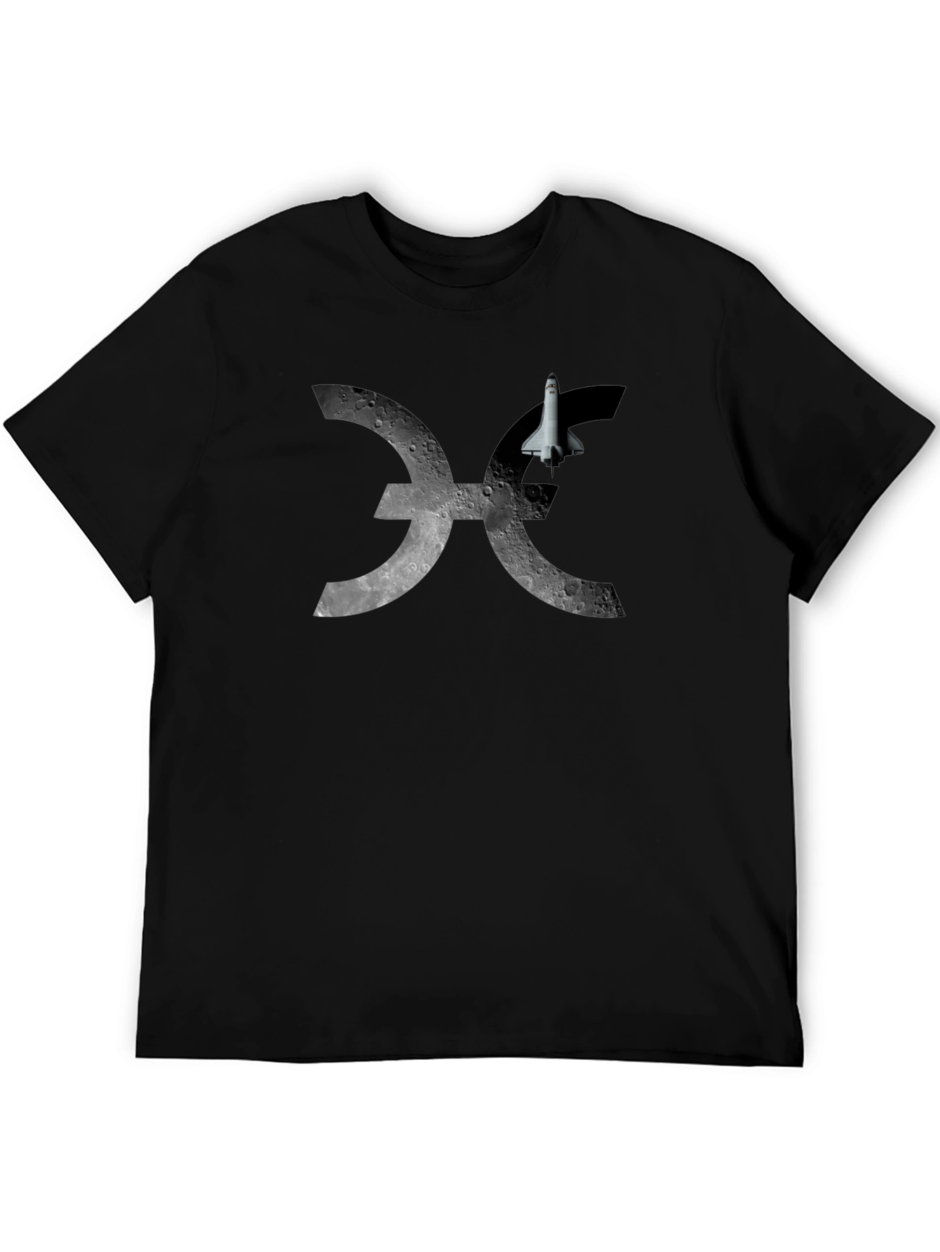 Camiseta Negra Espacial: Luna & Lanzadera