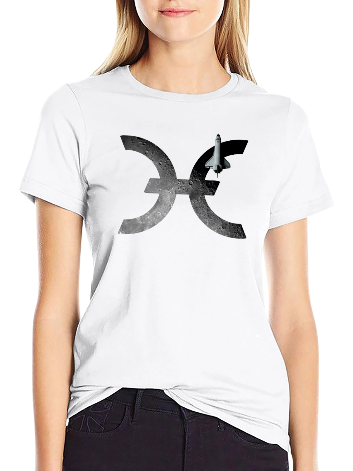 Camiseta Negra Espacial: Luna & Lanzadera