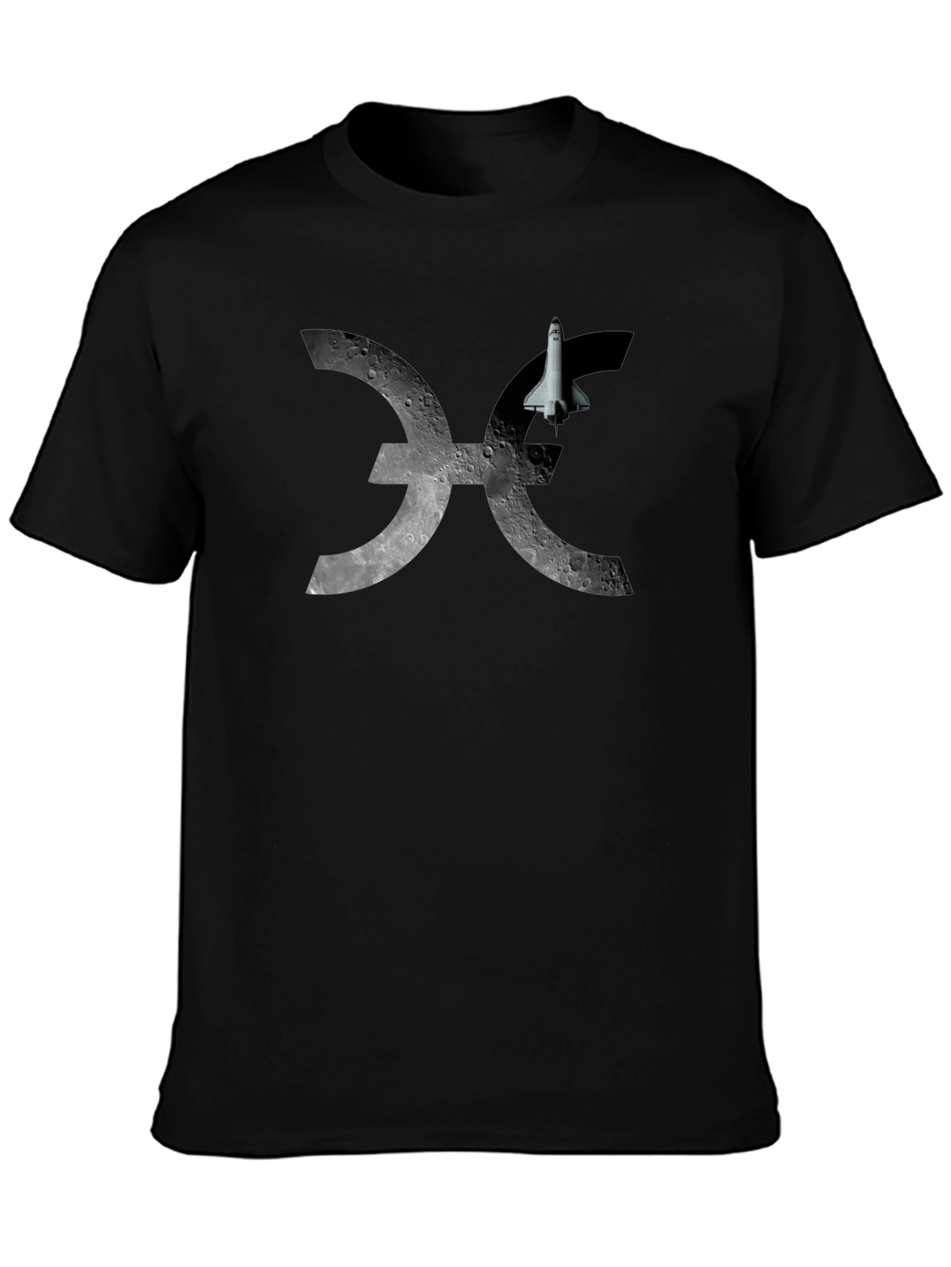 Camiseta Negra Espacial: Luna & Lanzadera