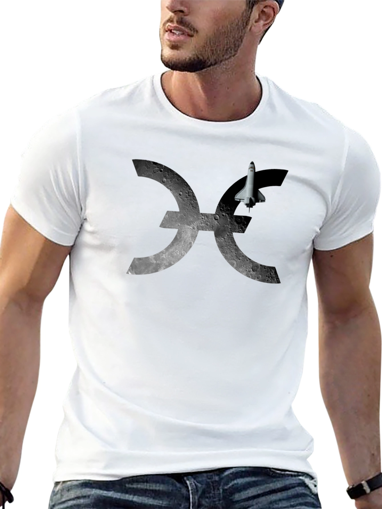 Camiseta Negra Espacial: Luna & Lanzadera