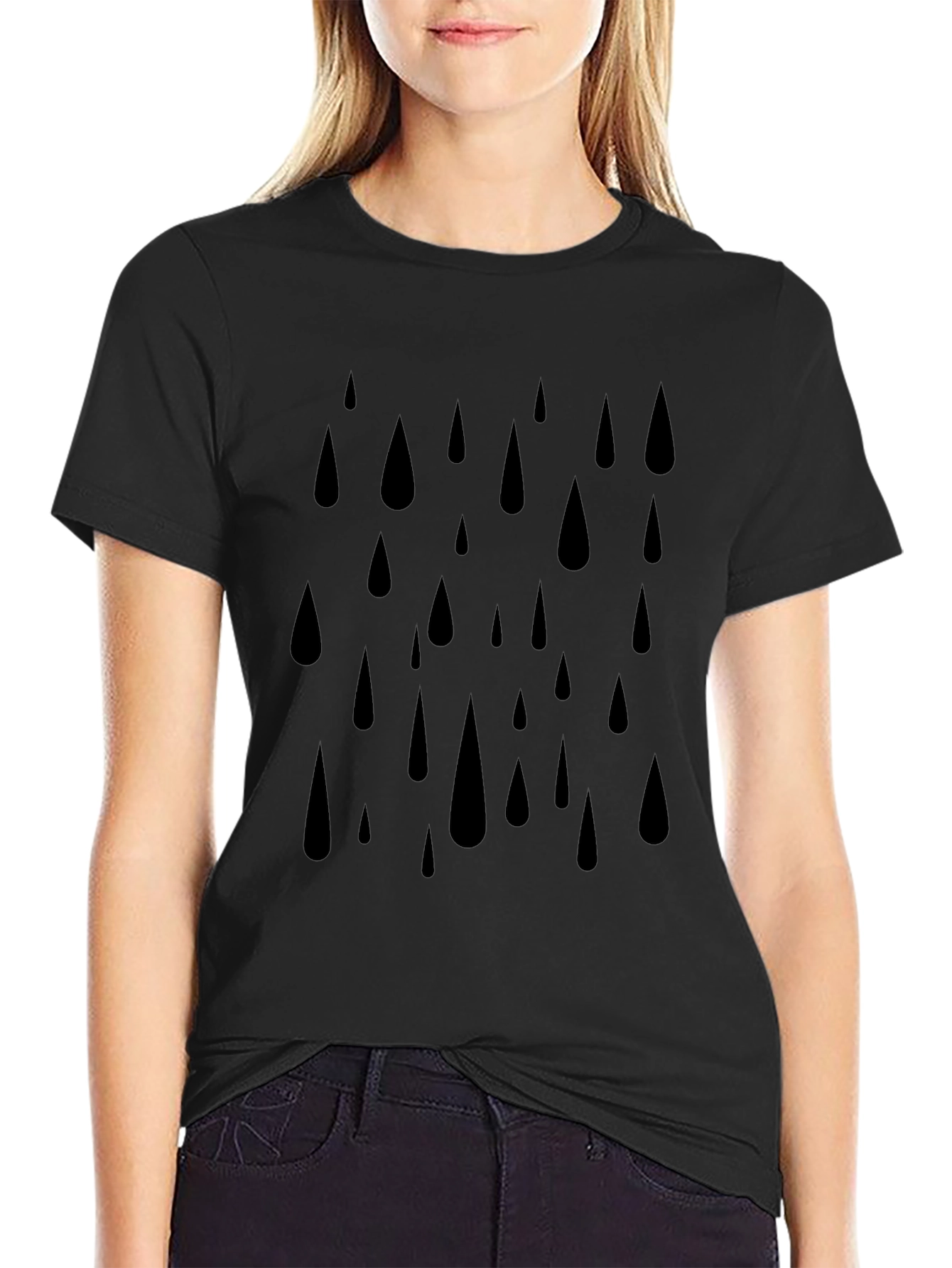 Camiseta Hombre Negra Estampado Gotas