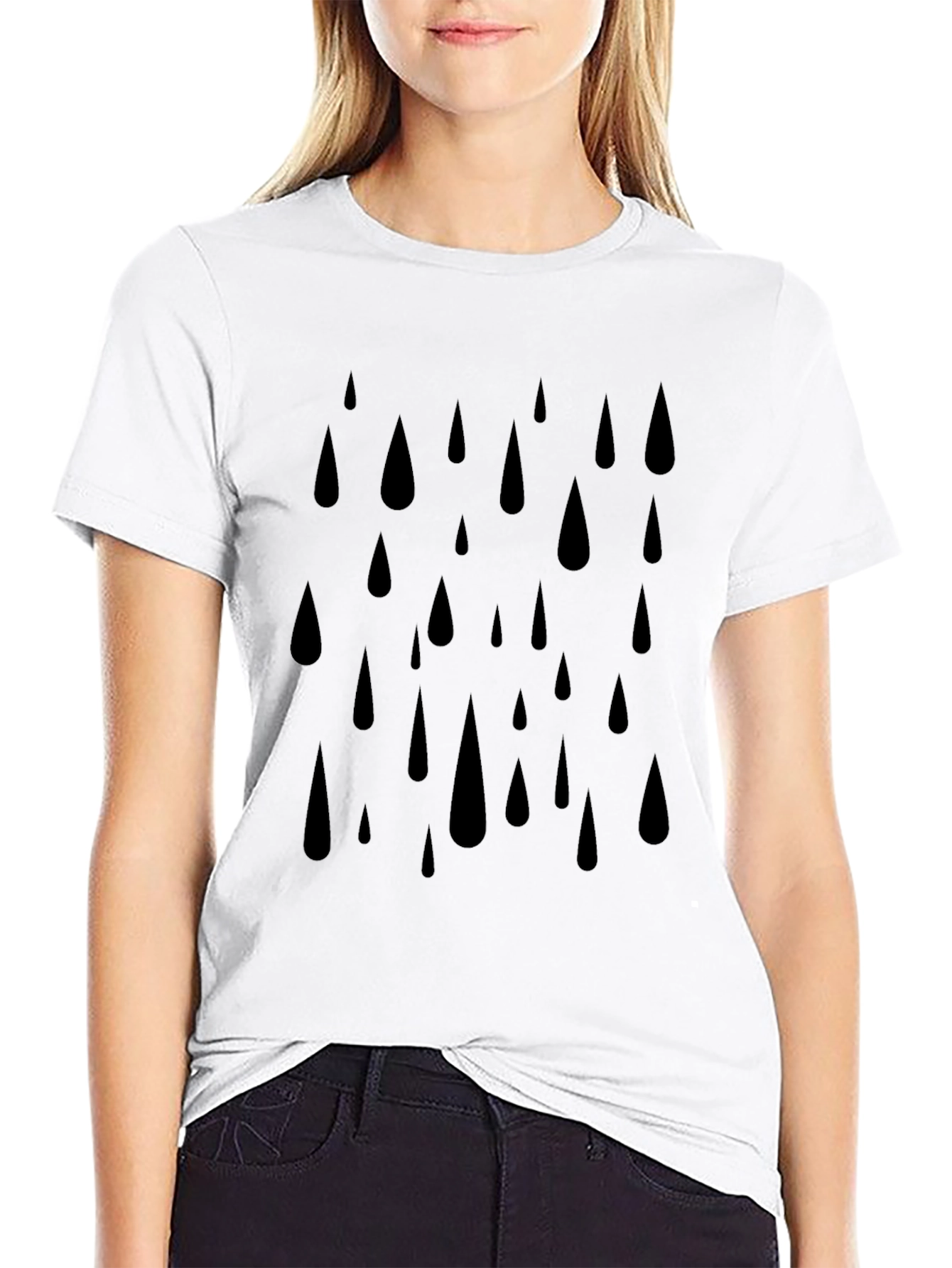 Camiseta Hombre Negra Estampado Gotas
