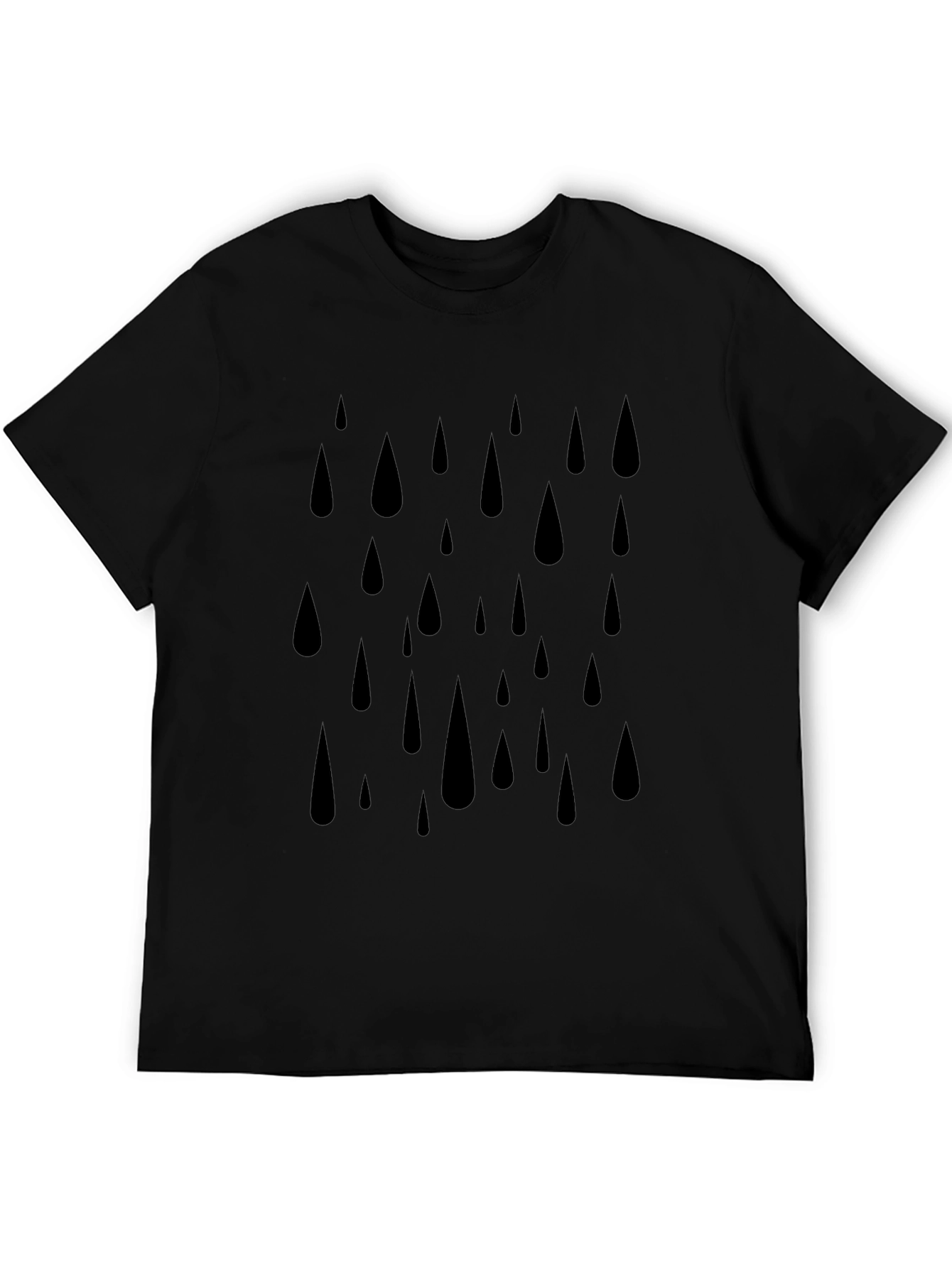 Camiseta Hombre Negra Estampado Gotas