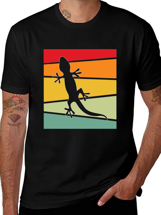 Camiseta Negra con Diseño de Gecko Retro