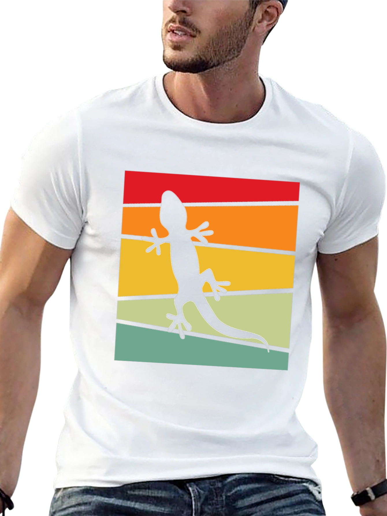 Camiseta Negra con Diseño de Gecko Retro
