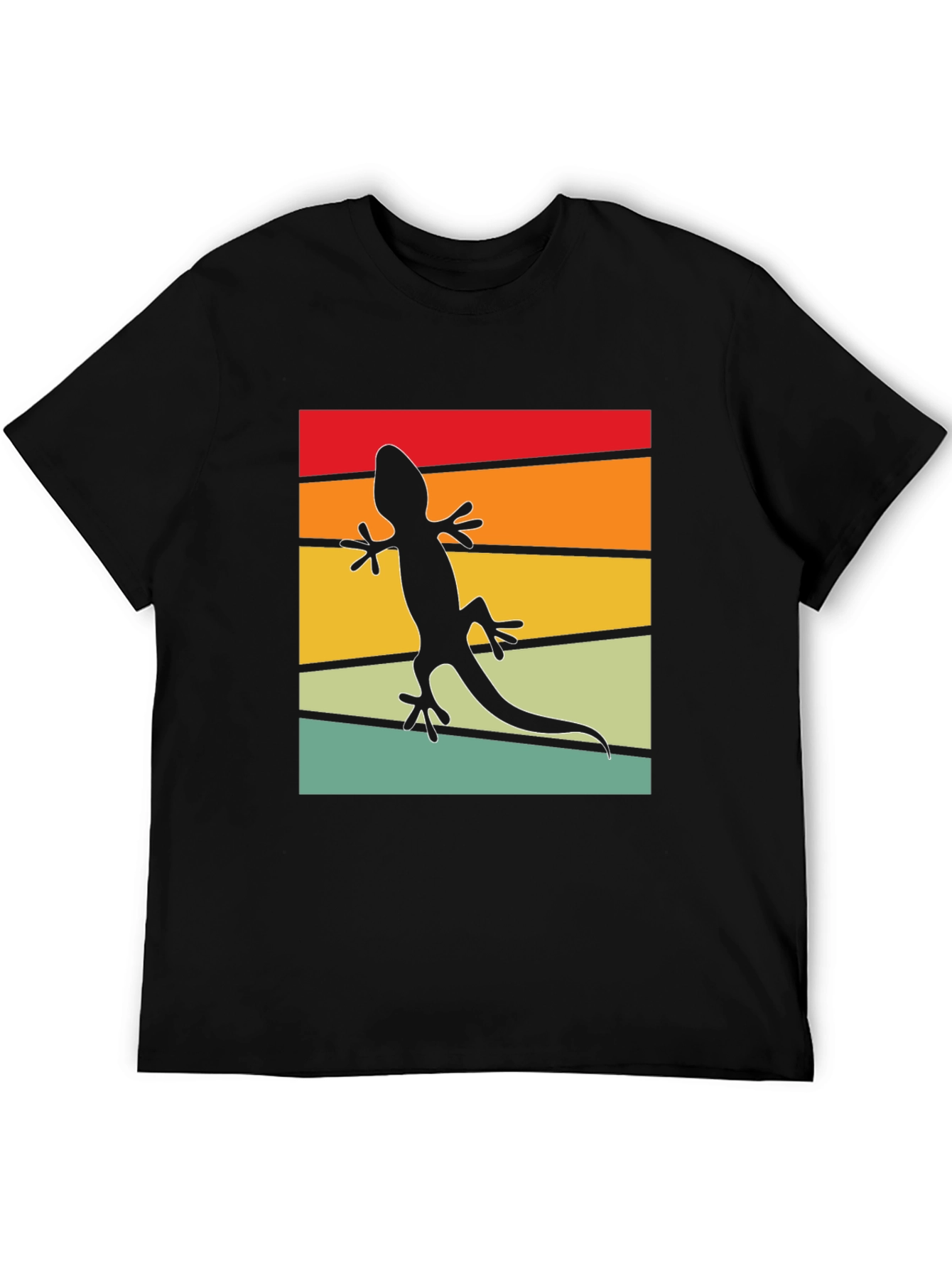 Camiseta Negra con Diseño de Gecko Retro