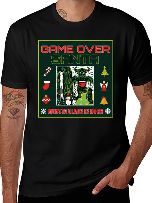 Camiseta Navideña Game Over Santa Monsta Claus