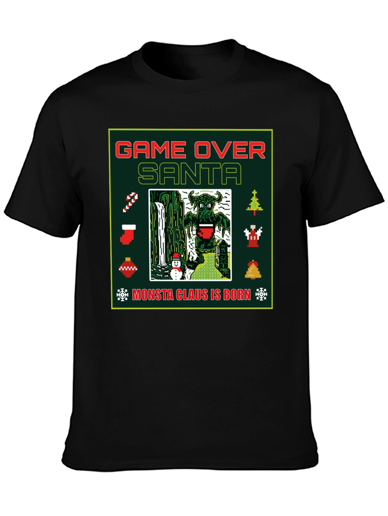 Camiseta Navideña Game Over Santa Monsta Claus