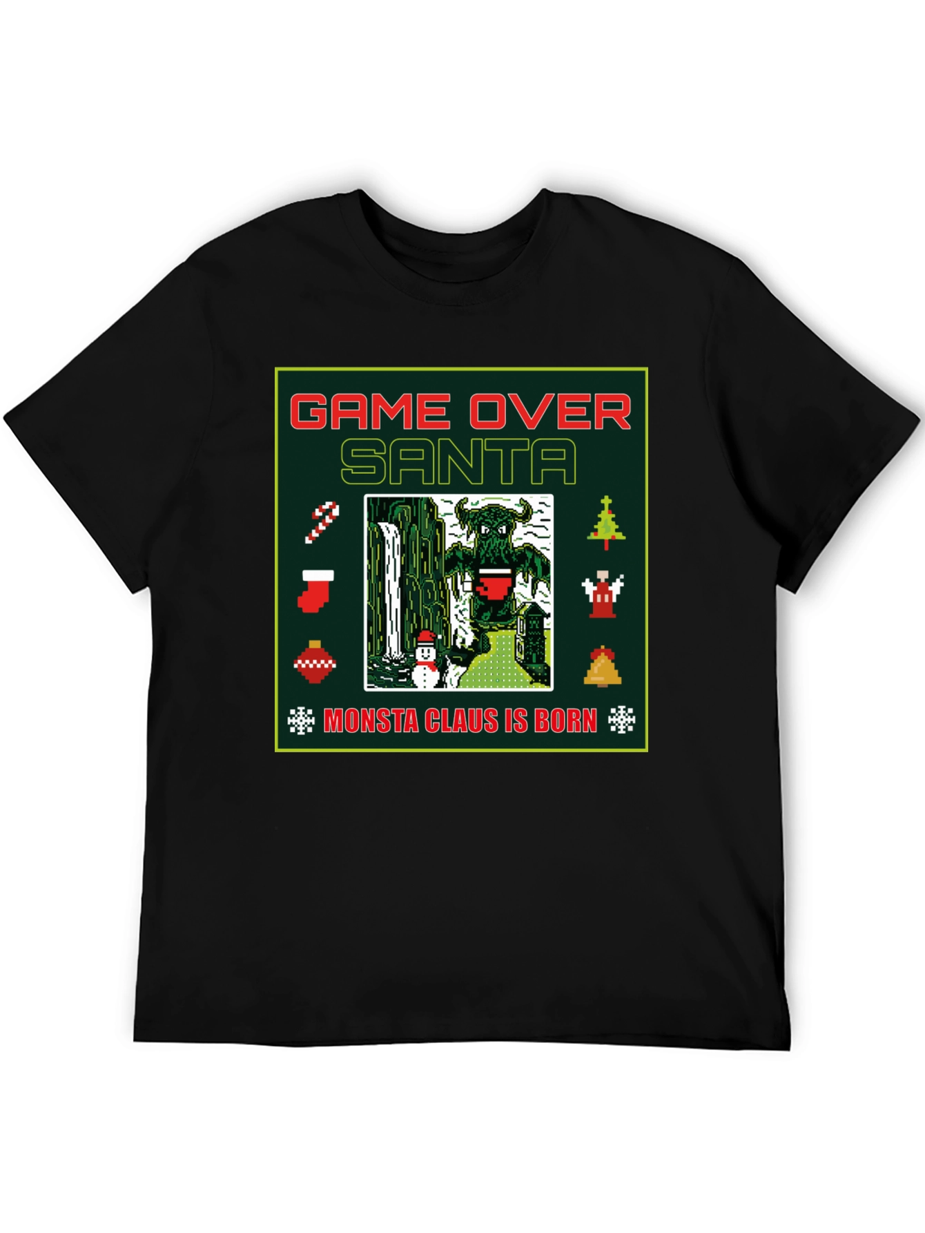 Camiseta Navideña Game Over Santa Monsta Claus